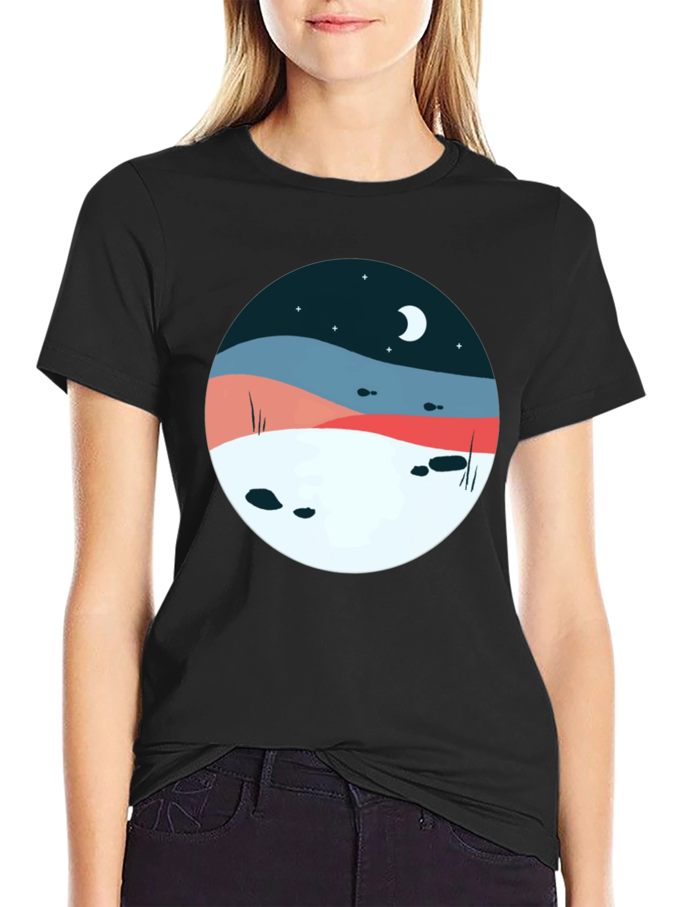 Nature Scene Graphic Tee - Black