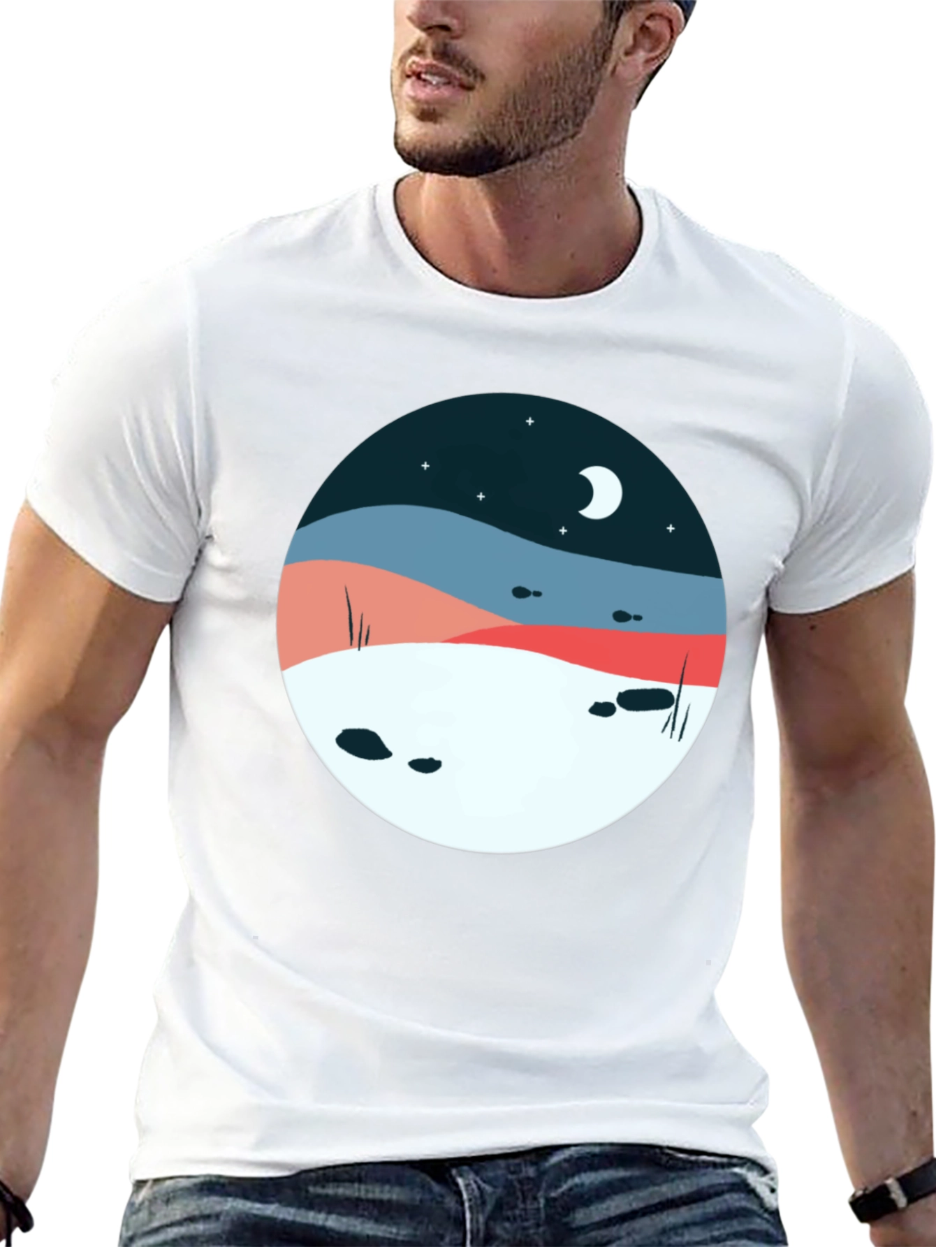 Nature Scene Graphic Tee - Black