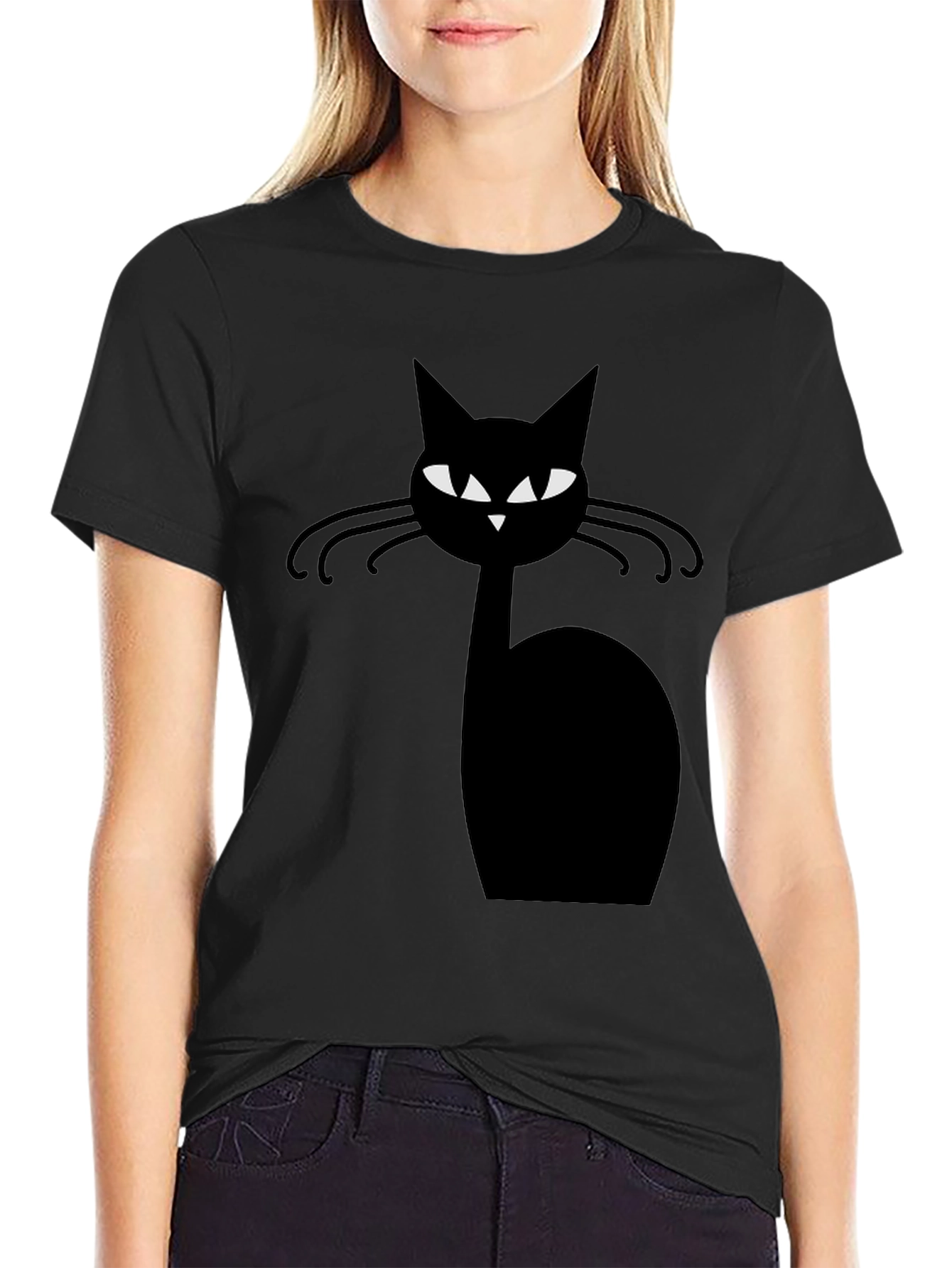 Cool Cat Graphic Tee - Black Cotton Comfort
