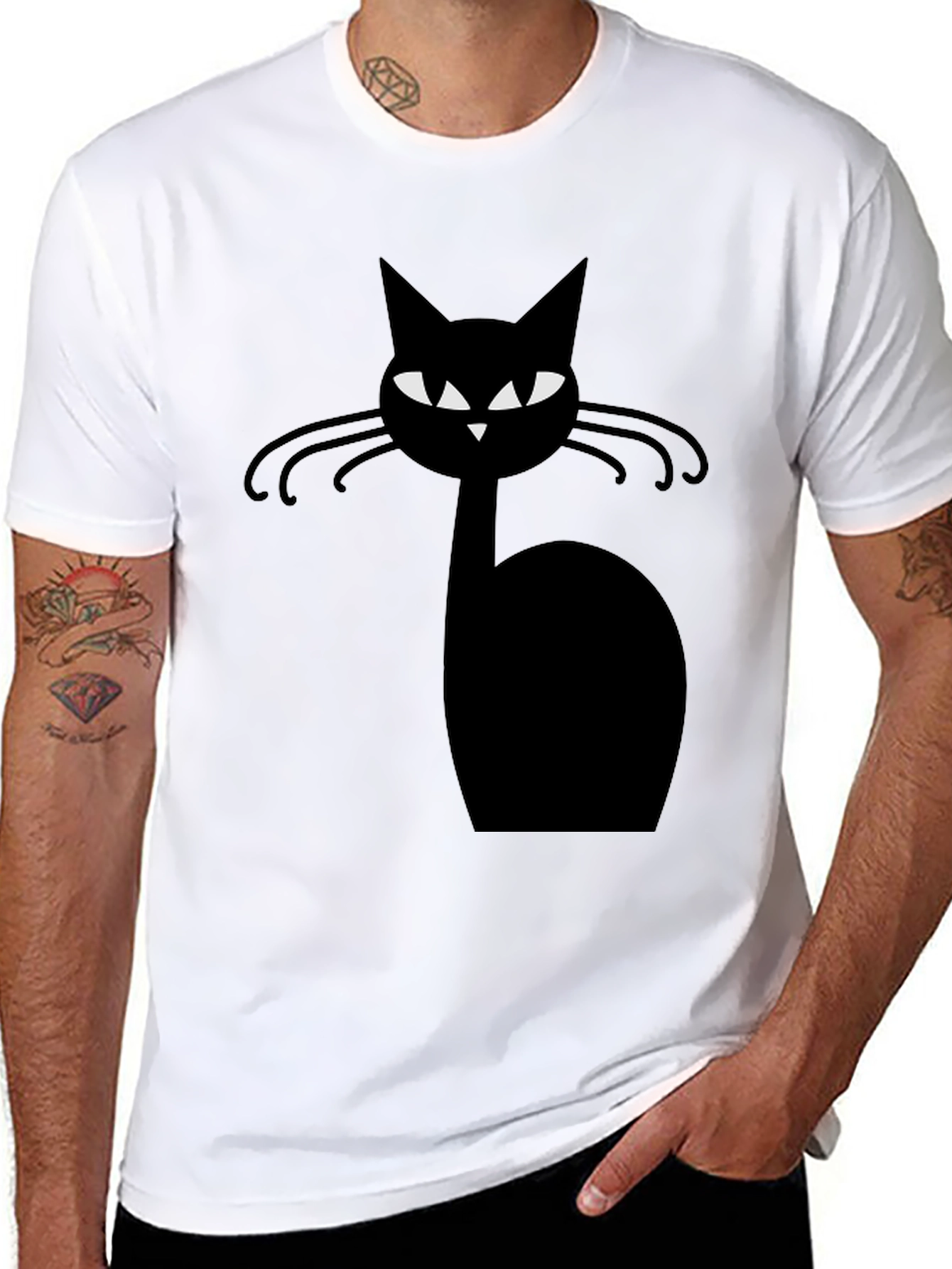 Cool Cat Graphic Tee - Black Cotton Comfort