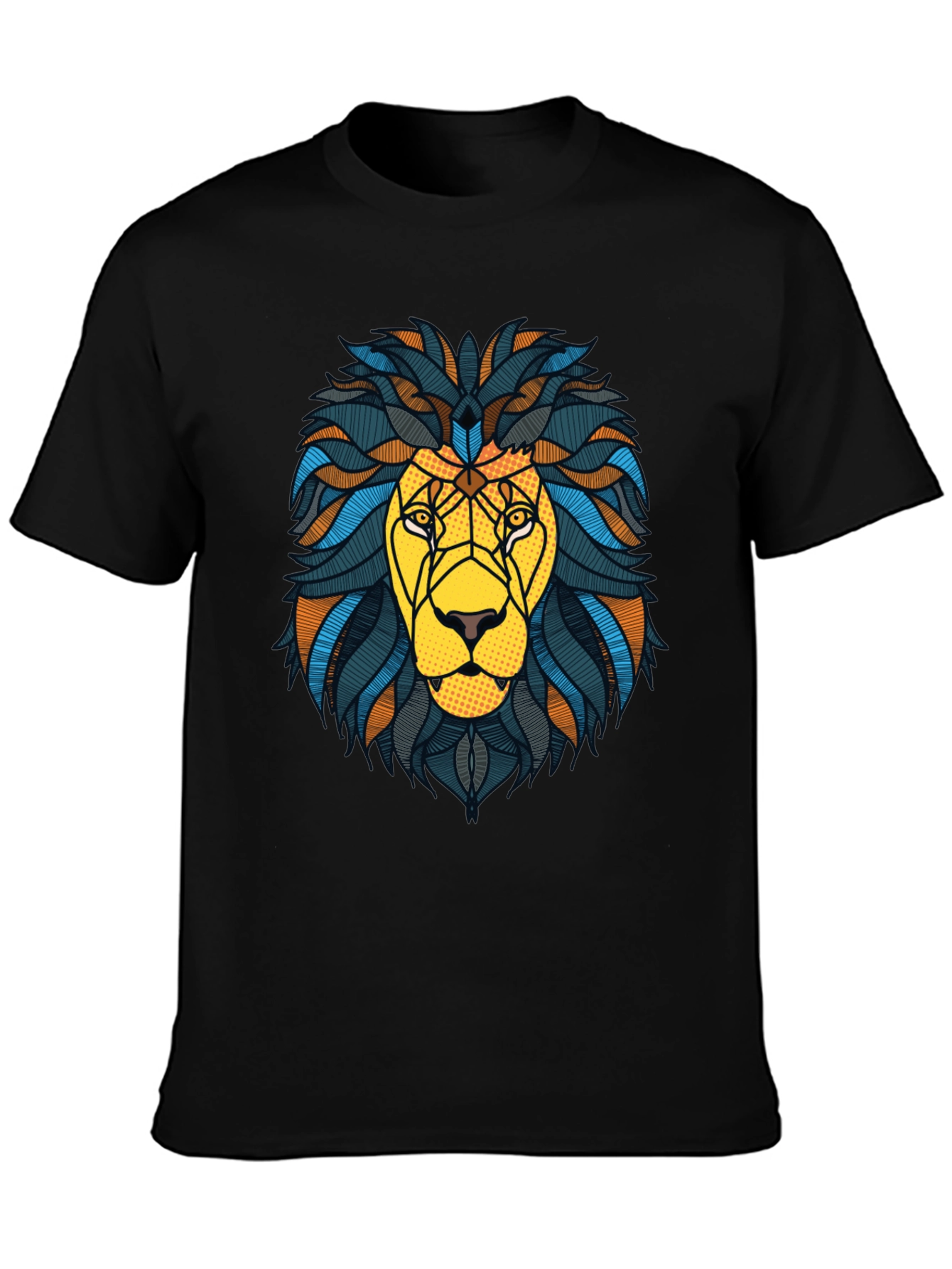 Lion Graphic Print Black Mens T-Shirt