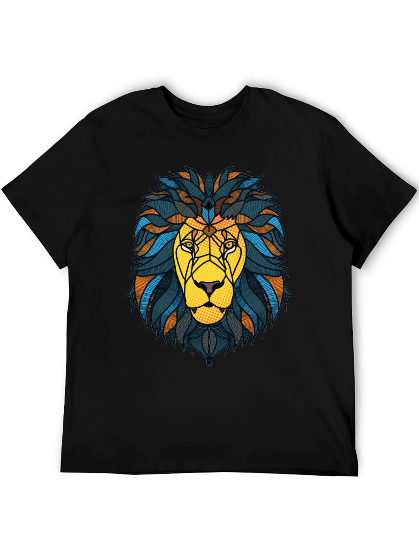 Lion Graphic Print Black Mens T-Shirt