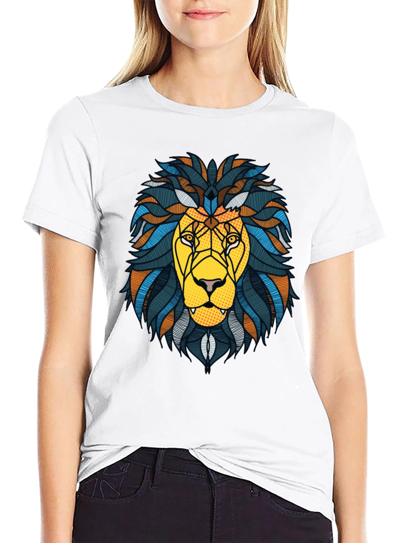Lion Graphic Print Black Mens T-Shirt