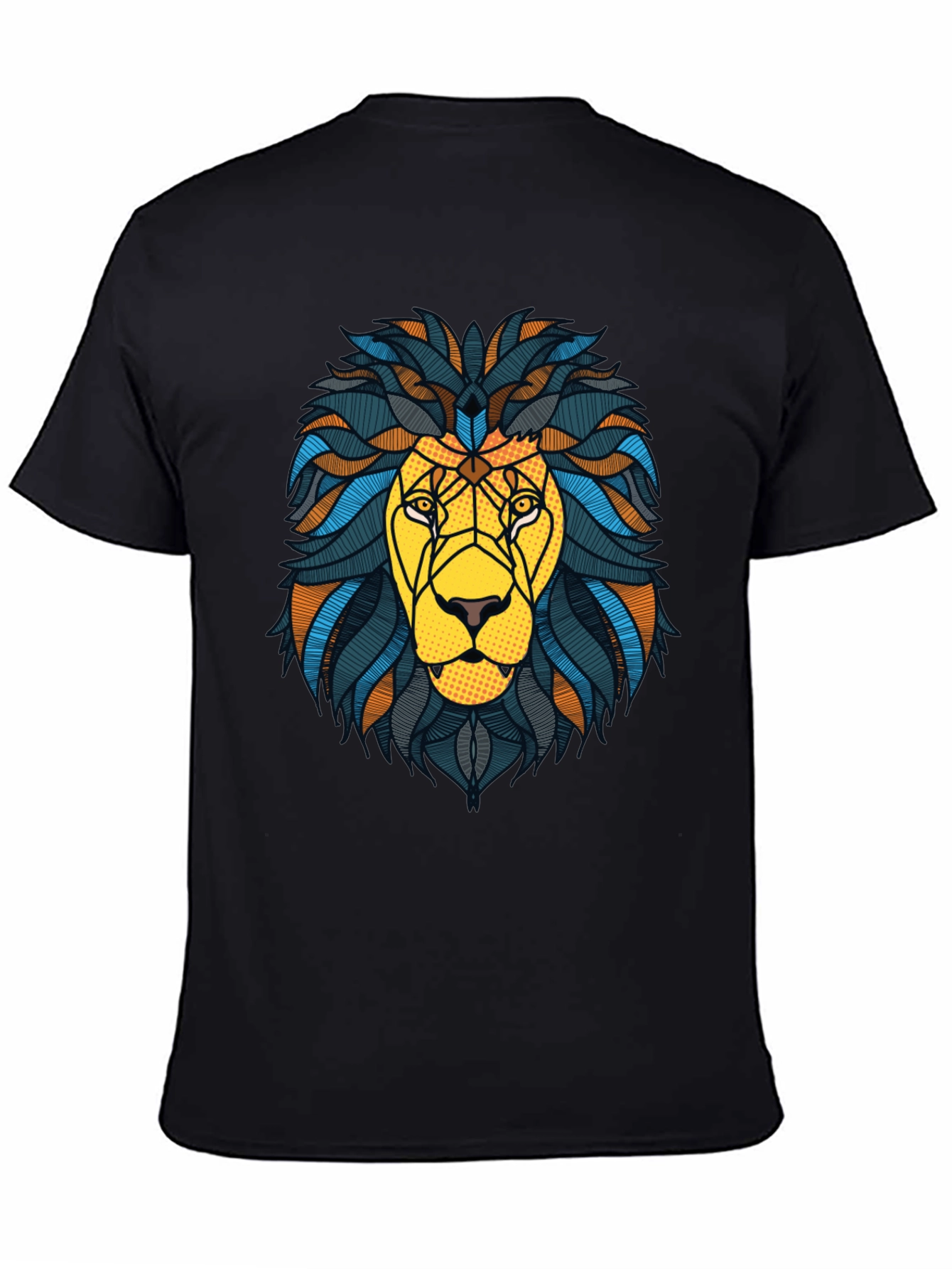 Lion Graphic Print Black Mens T-Shirt