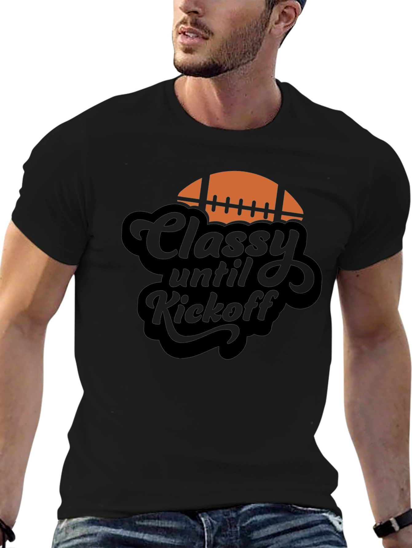 Classy Until Kickoff Football Graphic Tee