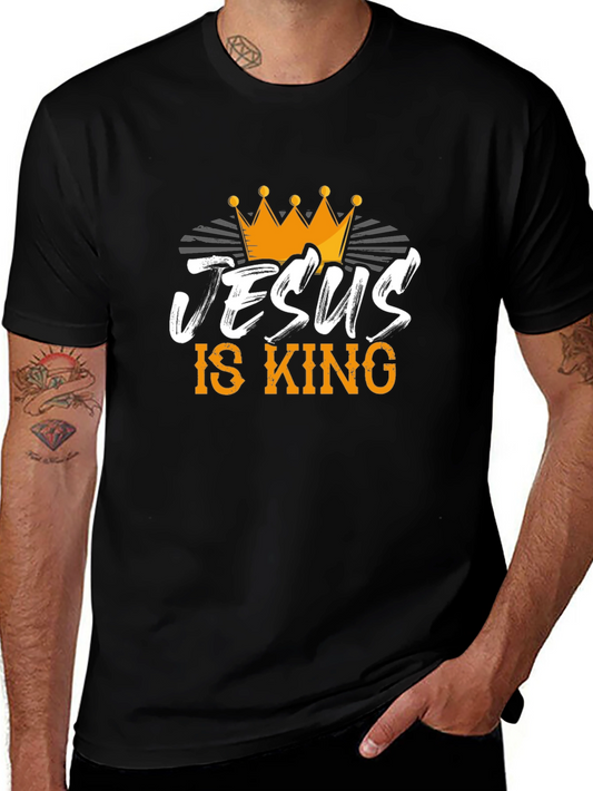 Jesus is King Black T-Shirt with Crown