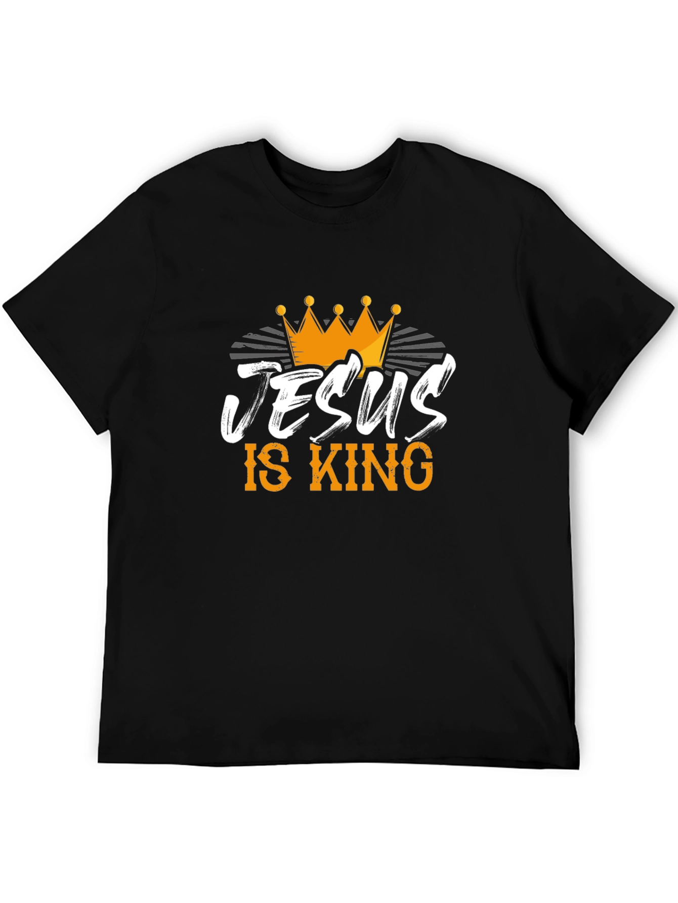 Jesus is King Black T-Shirt with Crown