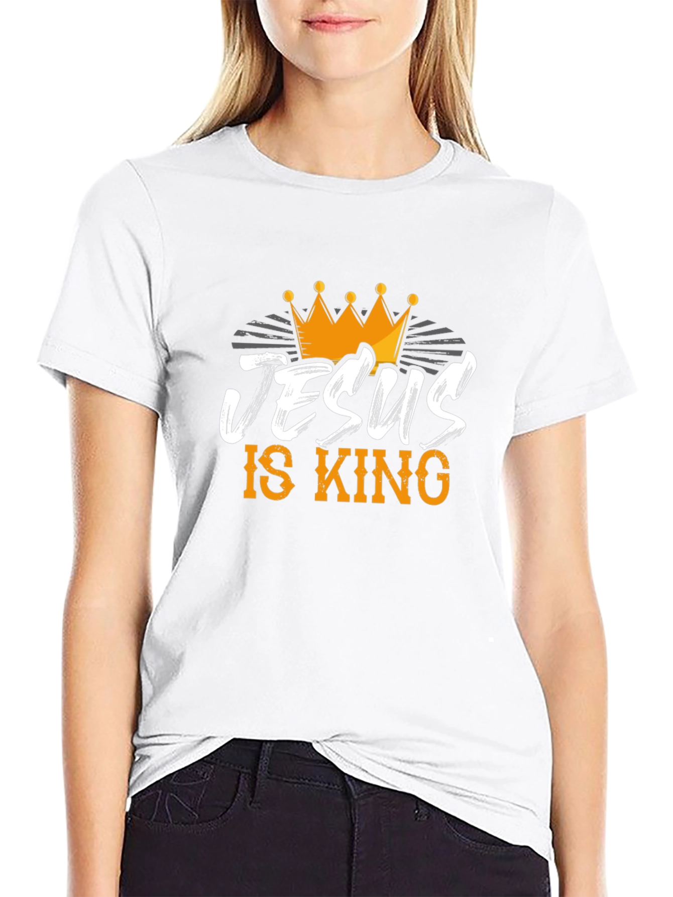Jesus is King Black T-Shirt with Crown