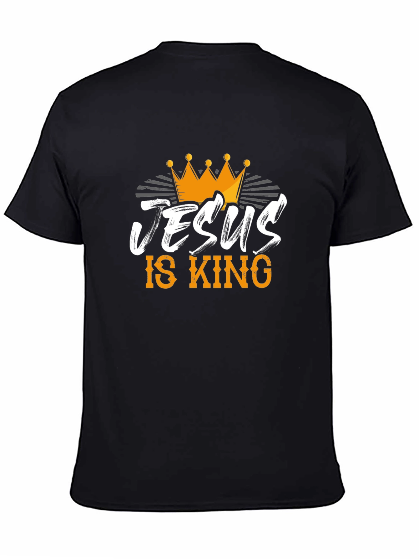 Jesus is King Black T-Shirt with Crown
