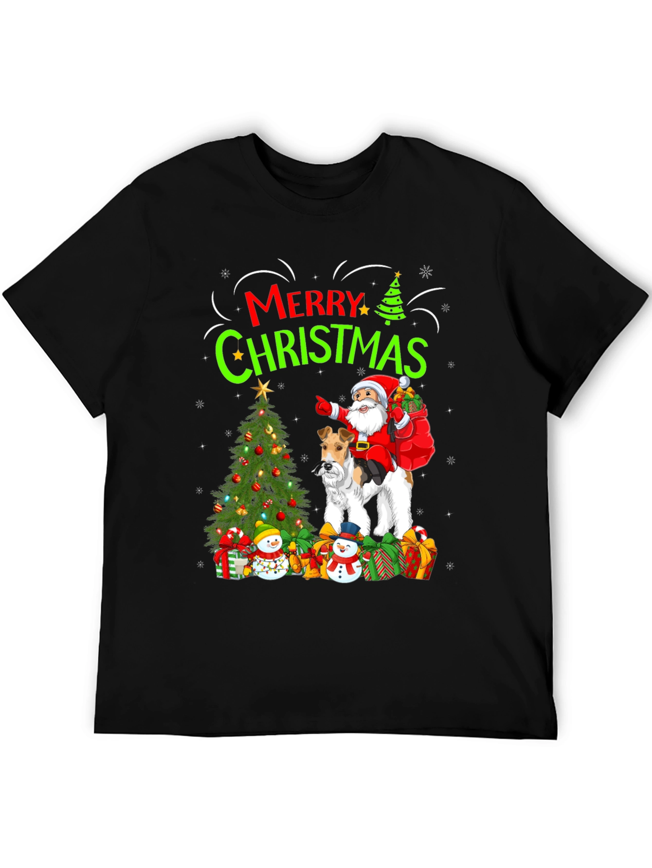 Festive Dog & Santa Christmas Tee