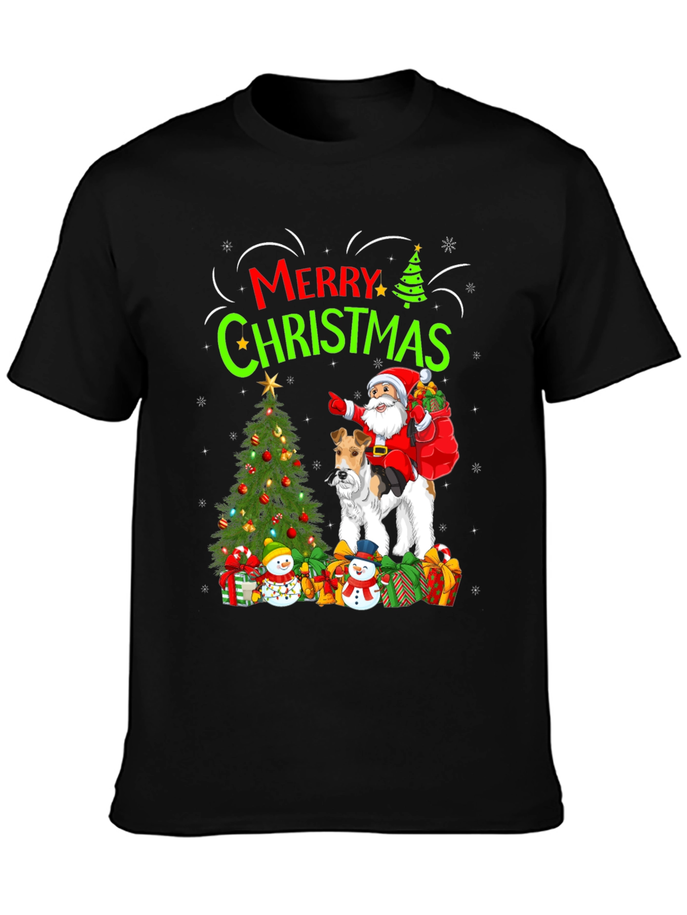 Festive Dog & Santa Christmas Tee