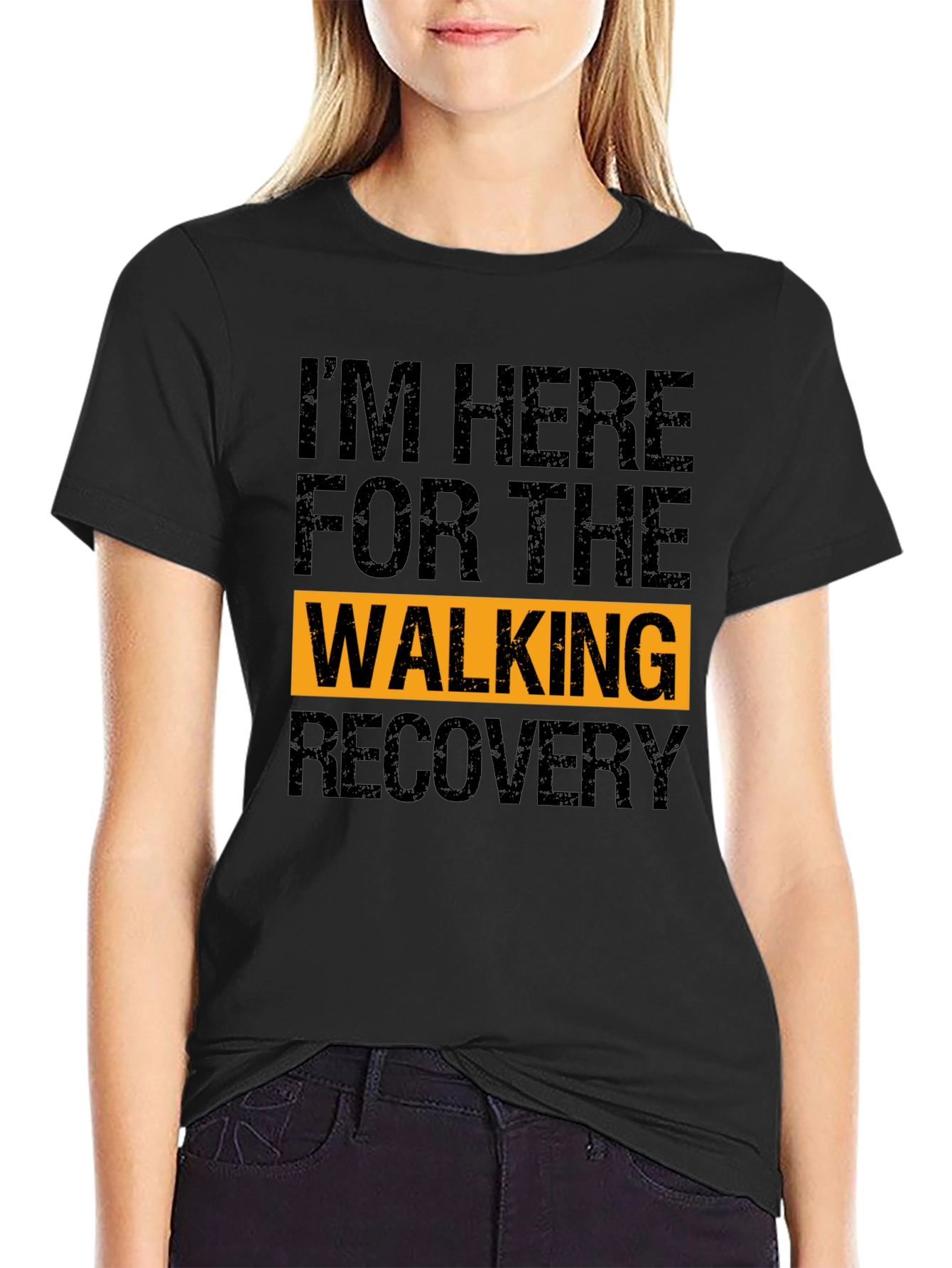 Walking Recovery Graphic Tee - Black Cotton Shirt