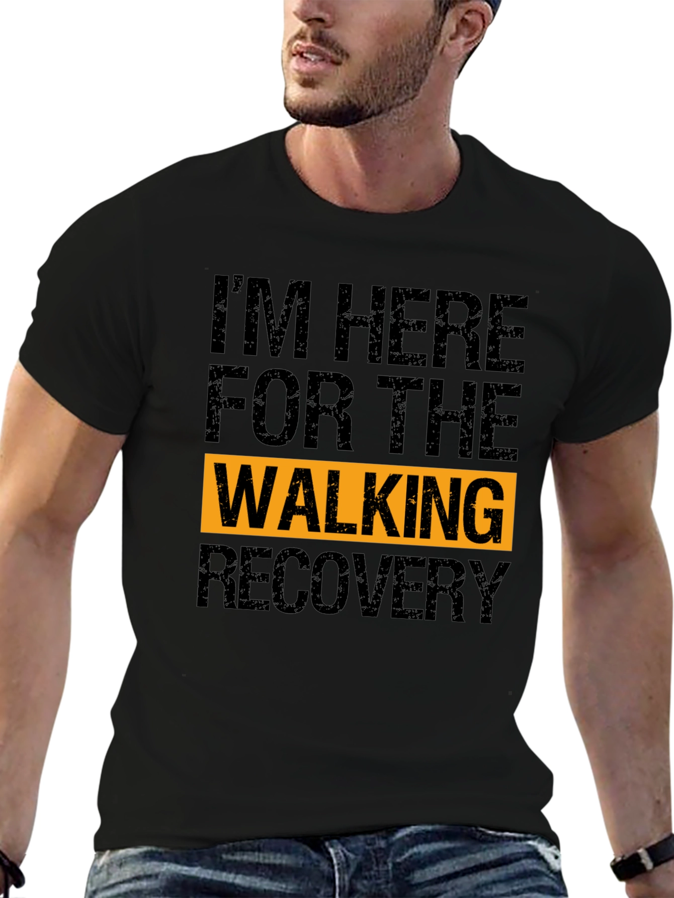 Walking Recovery Graphic Tee - Black Cotton Shirt