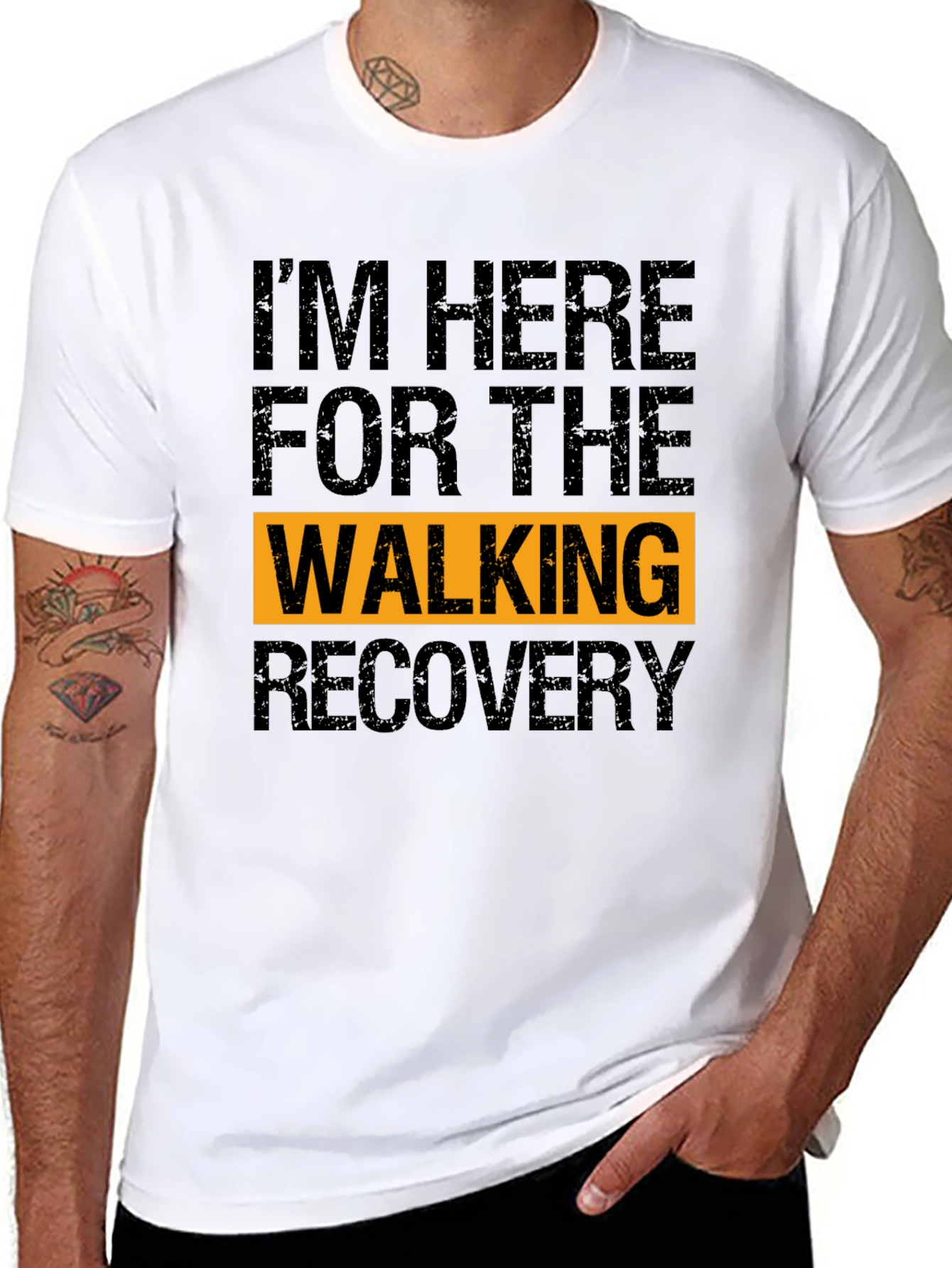 Walking Recovery Graphic Tee - Black Cotton Shirt