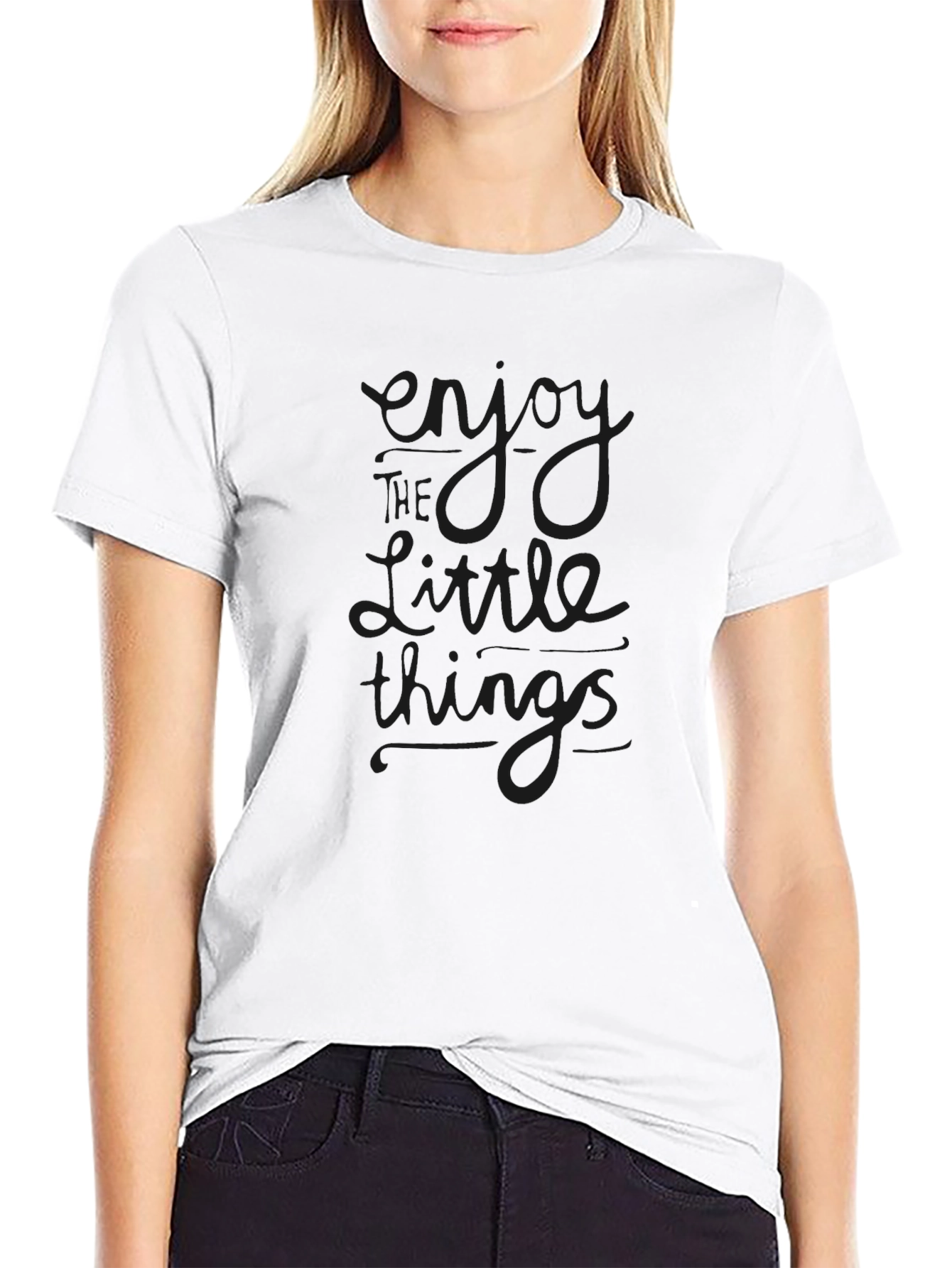 Enjoy the Little Things Black Crew Neck Tee