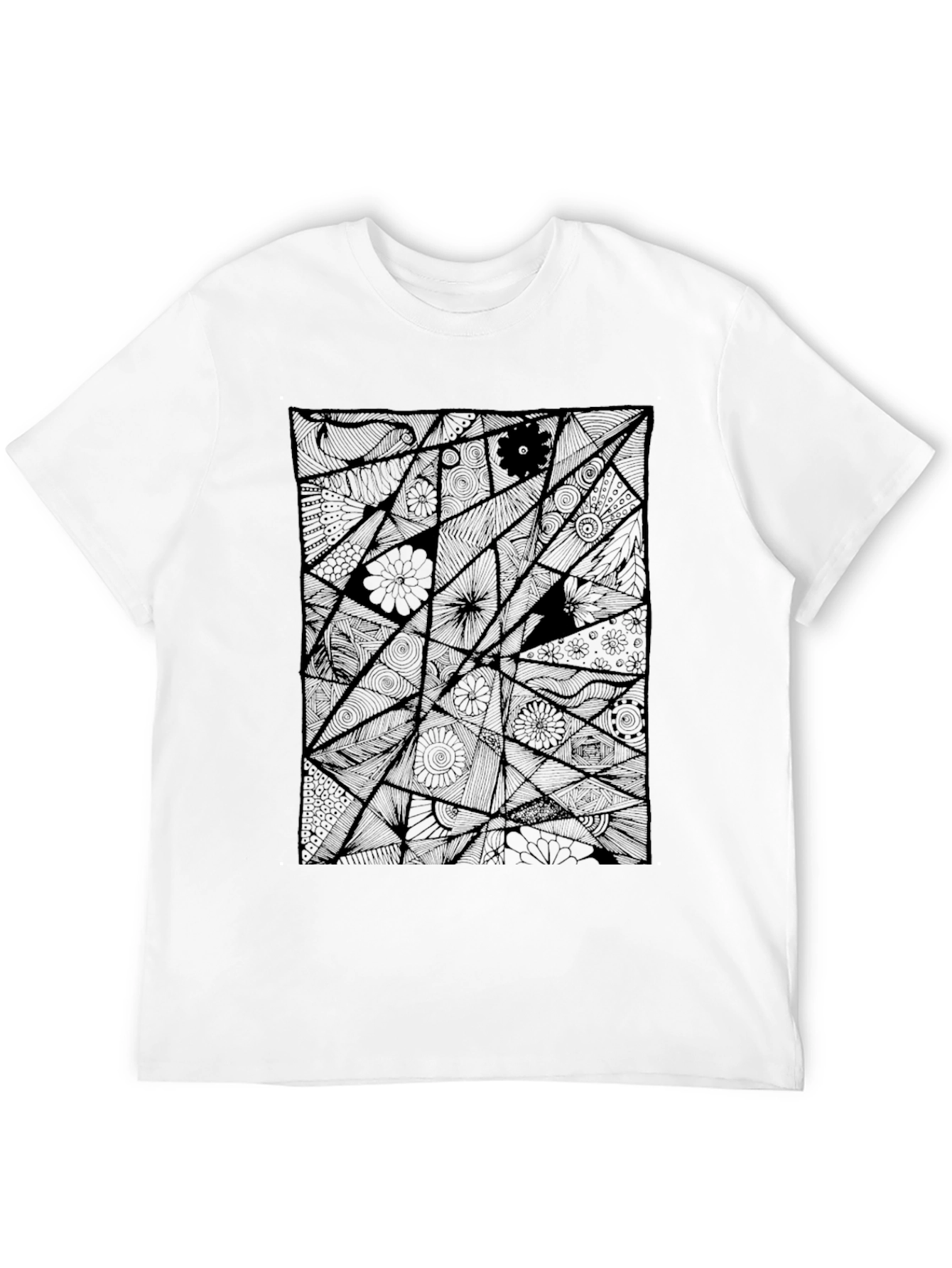 Abstract Geometric Black Graphic T-Shirt