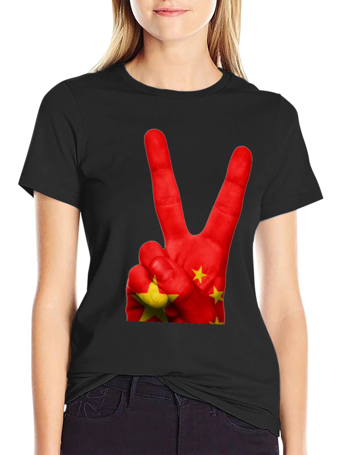 China Flag Peace Sign Graphic T-Shirt