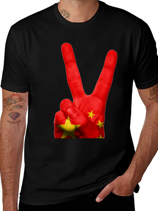 China Flag Peace Sign Graphic T-Shirt