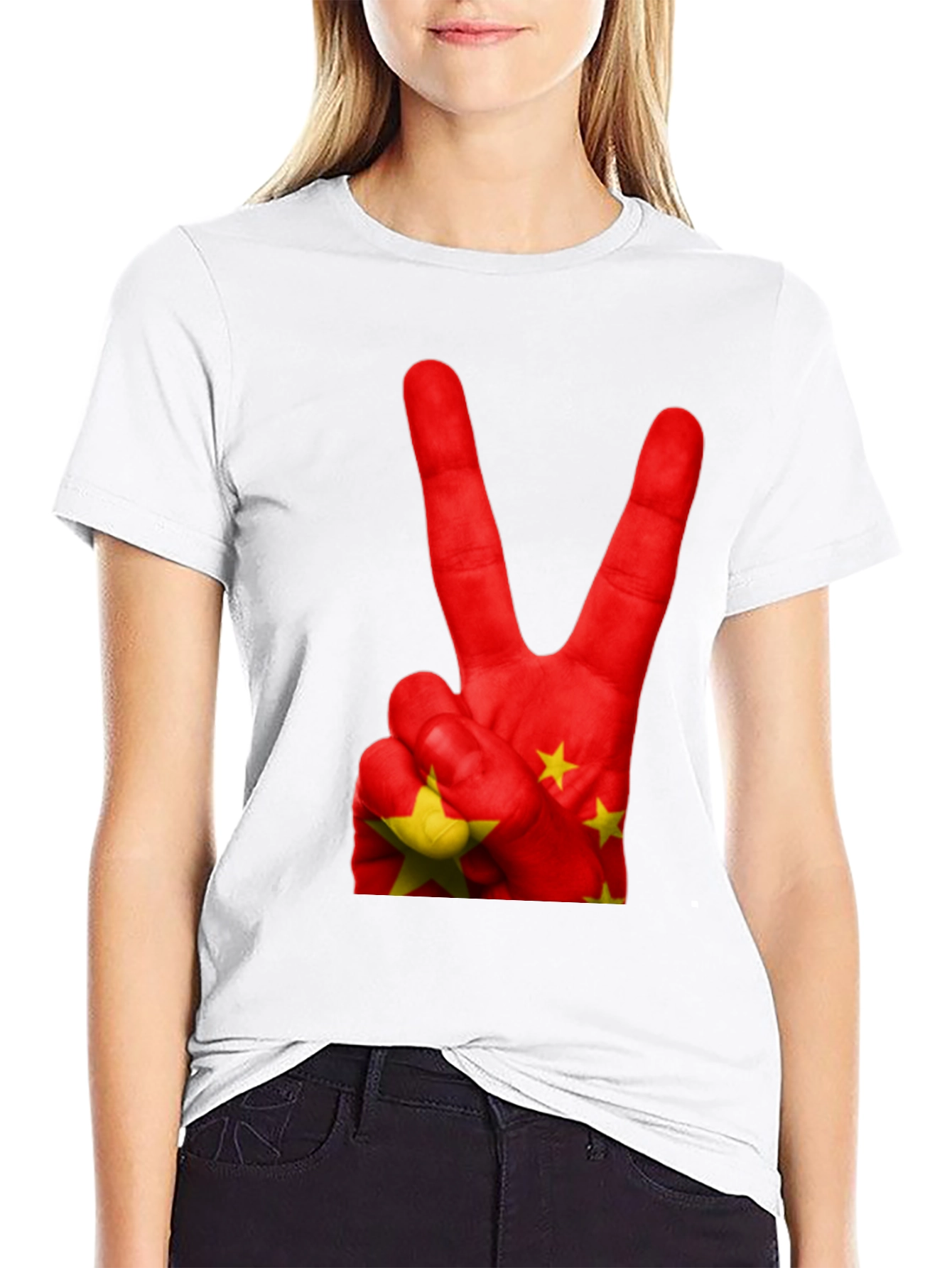 China Flag Peace Sign Graphic T-Shirt