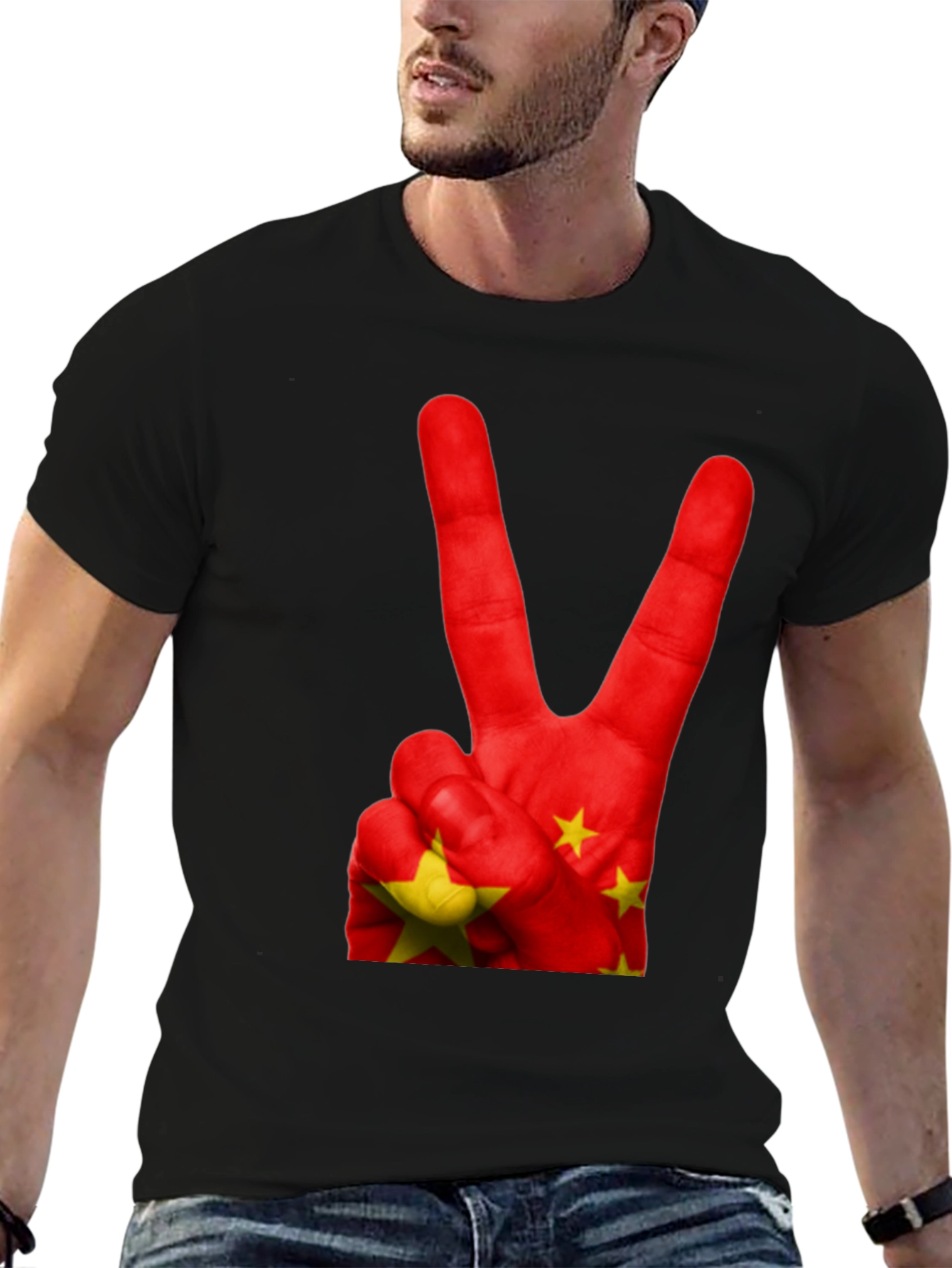 China Flag Peace Sign Graphic T-Shirt