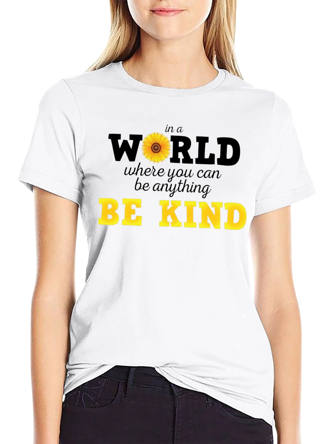 Be Kind Sunflower Graphic Tee - Black Unisex T-Shirt