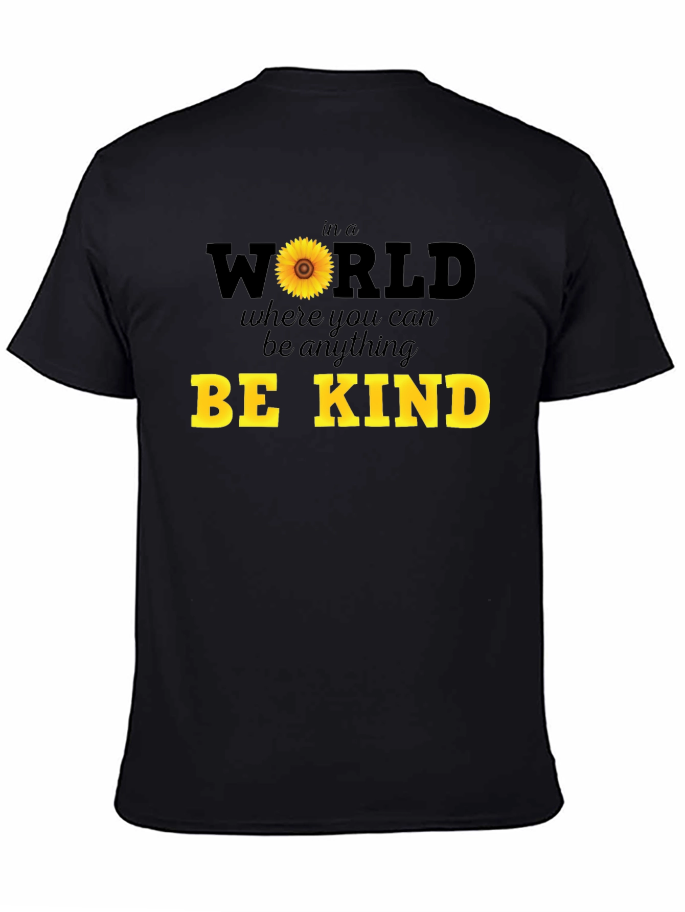 Be Kind Sunflower Graphic Tee - Black Unisex T-Shirt