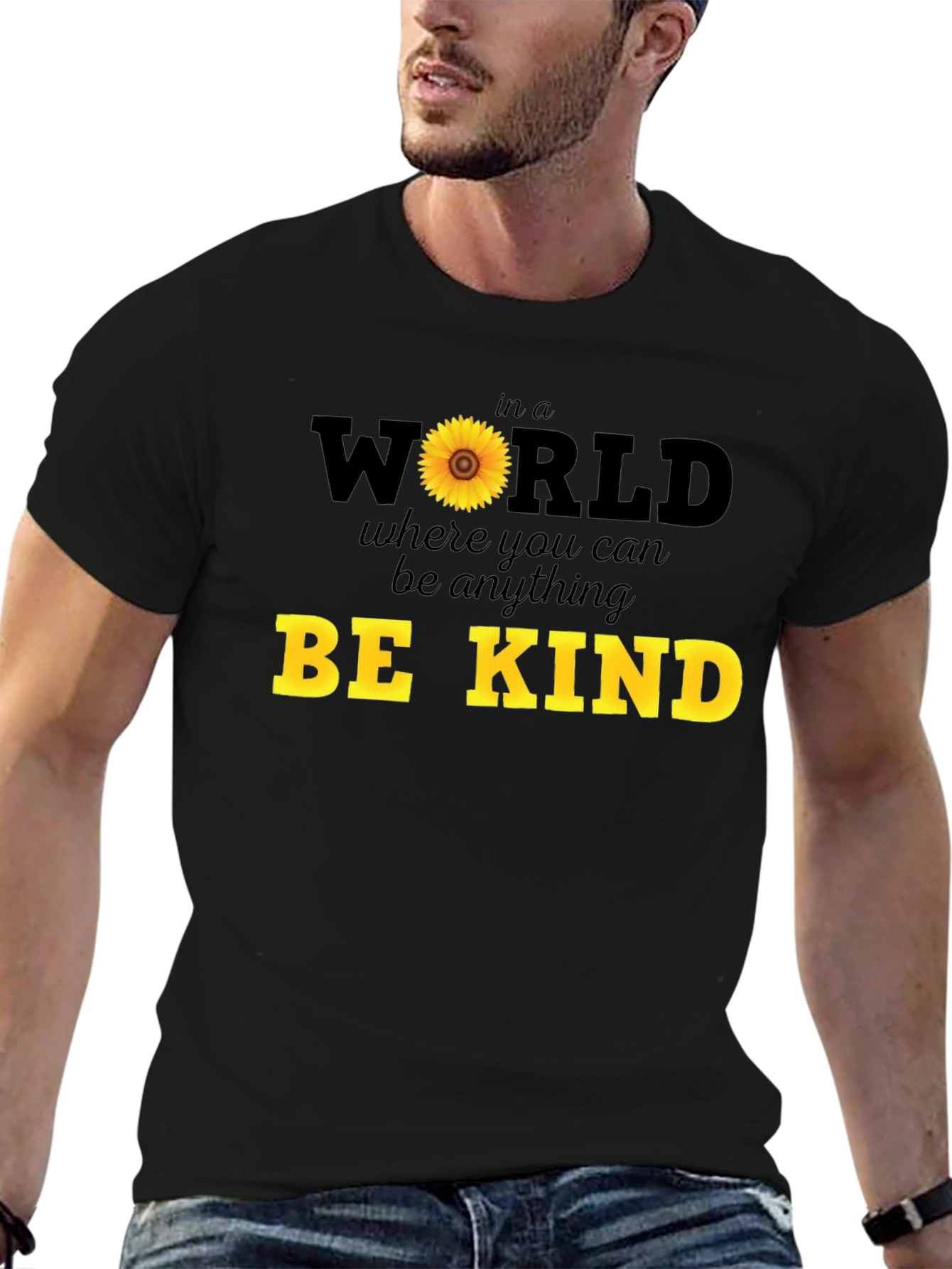 Be Kind Sunflower Graphic Tee - Black Unisex T-Shirt