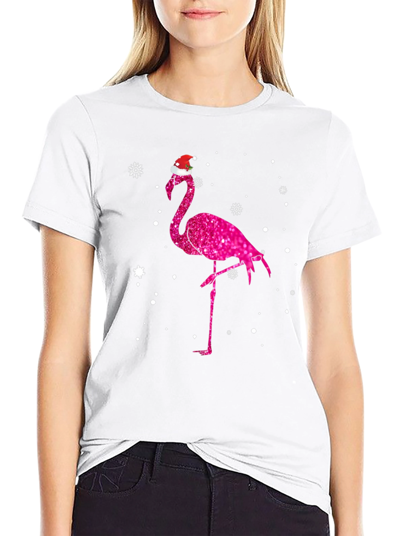 Christmas Flamingo Tee - Festive Holiday Style