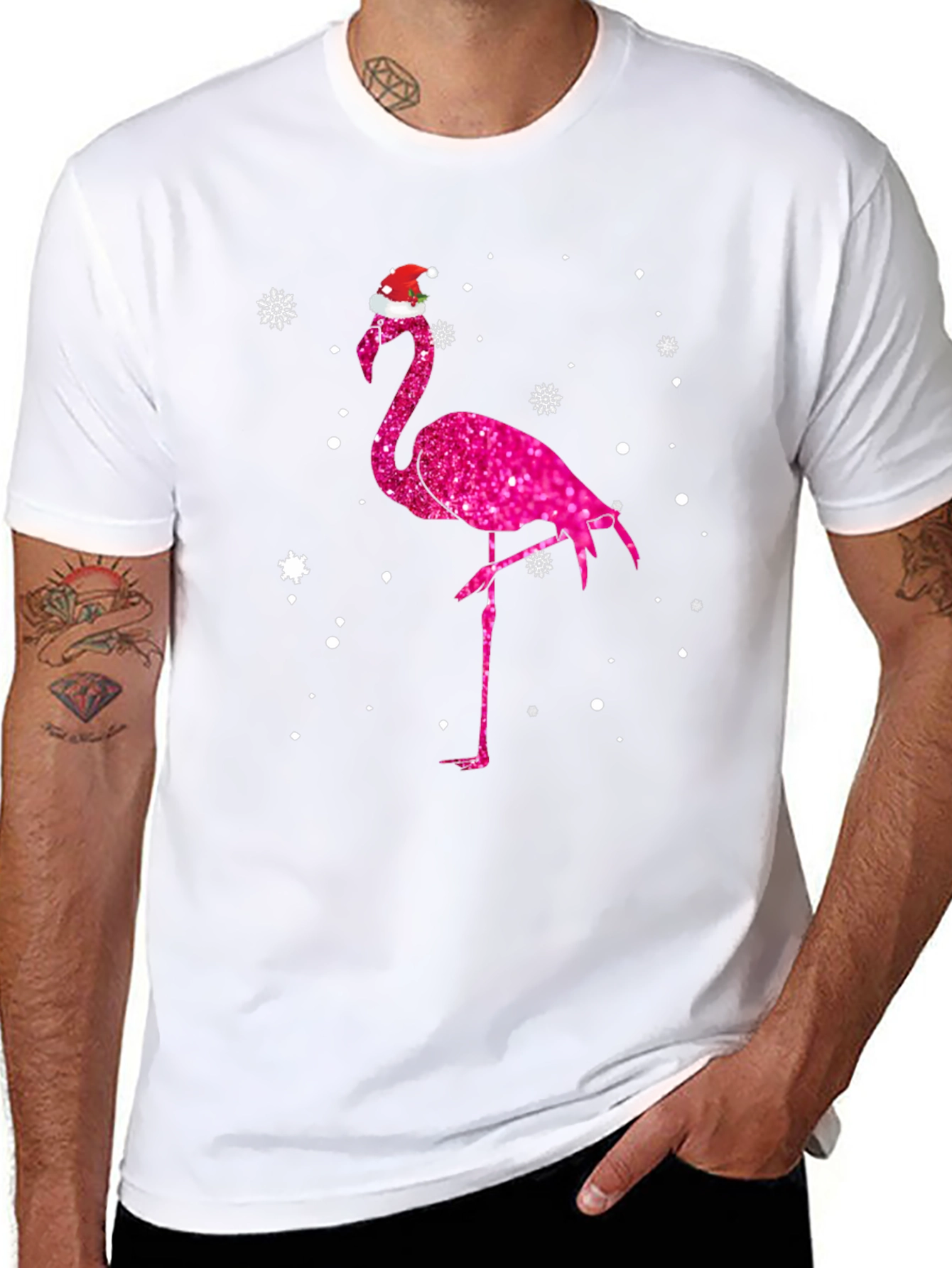 Christmas Flamingo Tee - Festive Holiday Style