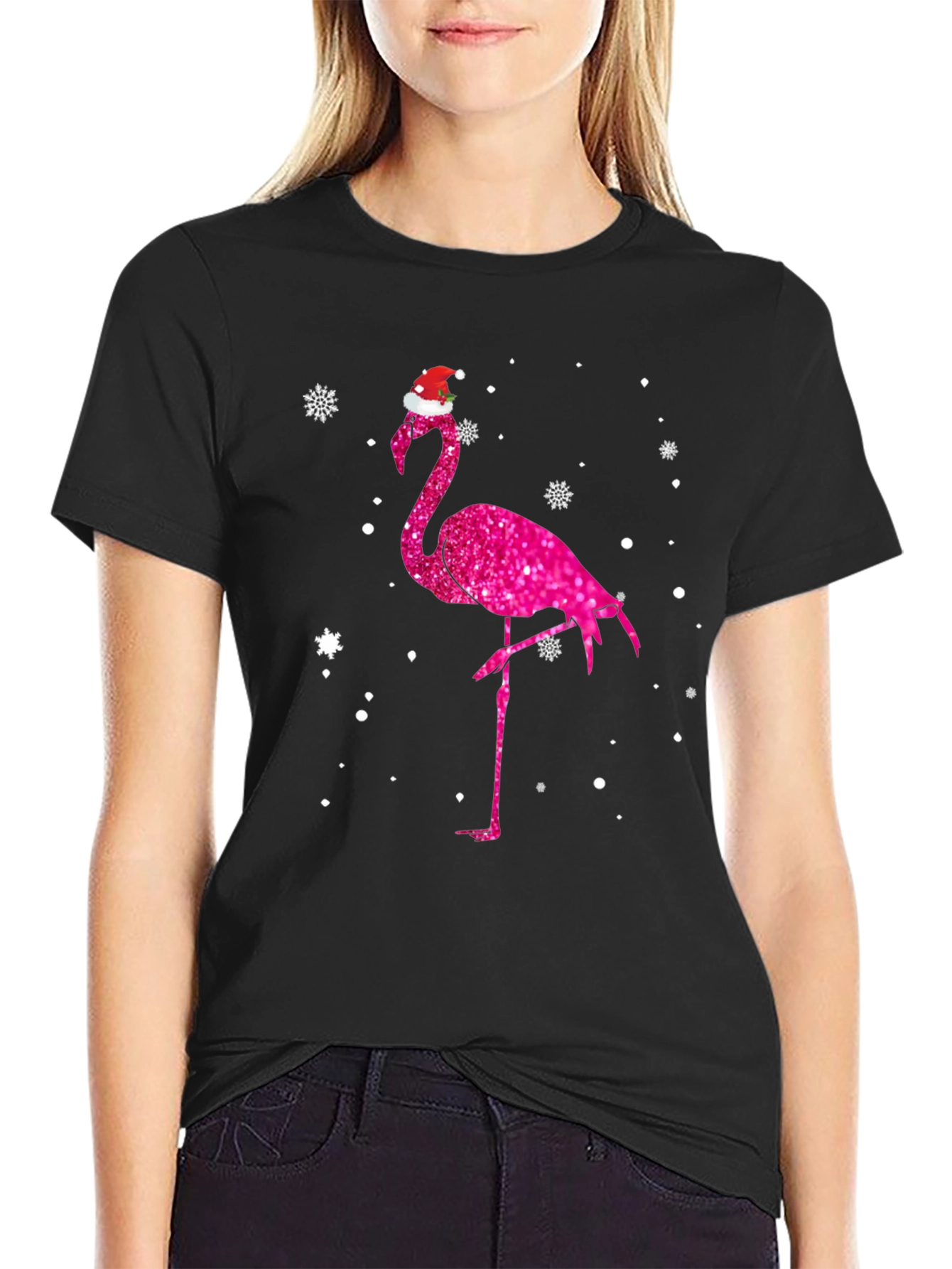 Christmas Flamingo Tee - Festive Holiday Style