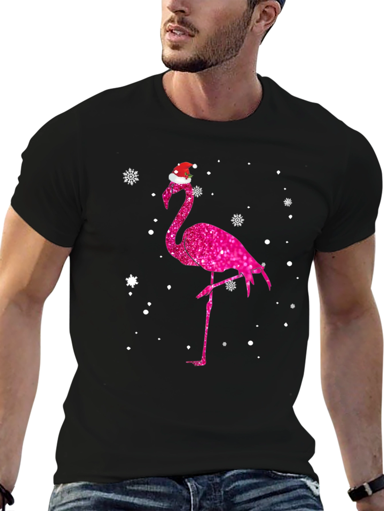 Christmas Flamingo Tee - Festive Holiday Style