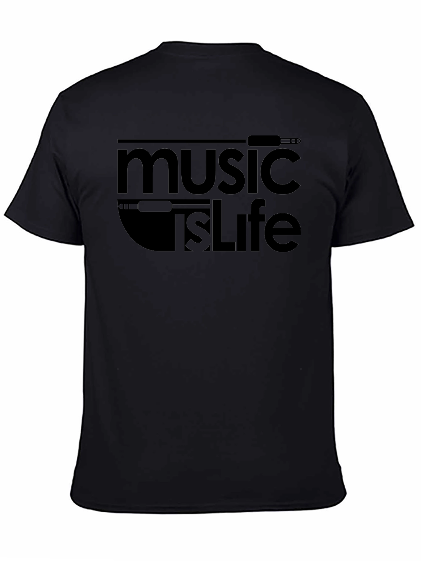 Music is Life Black Graphic T-Shirt
