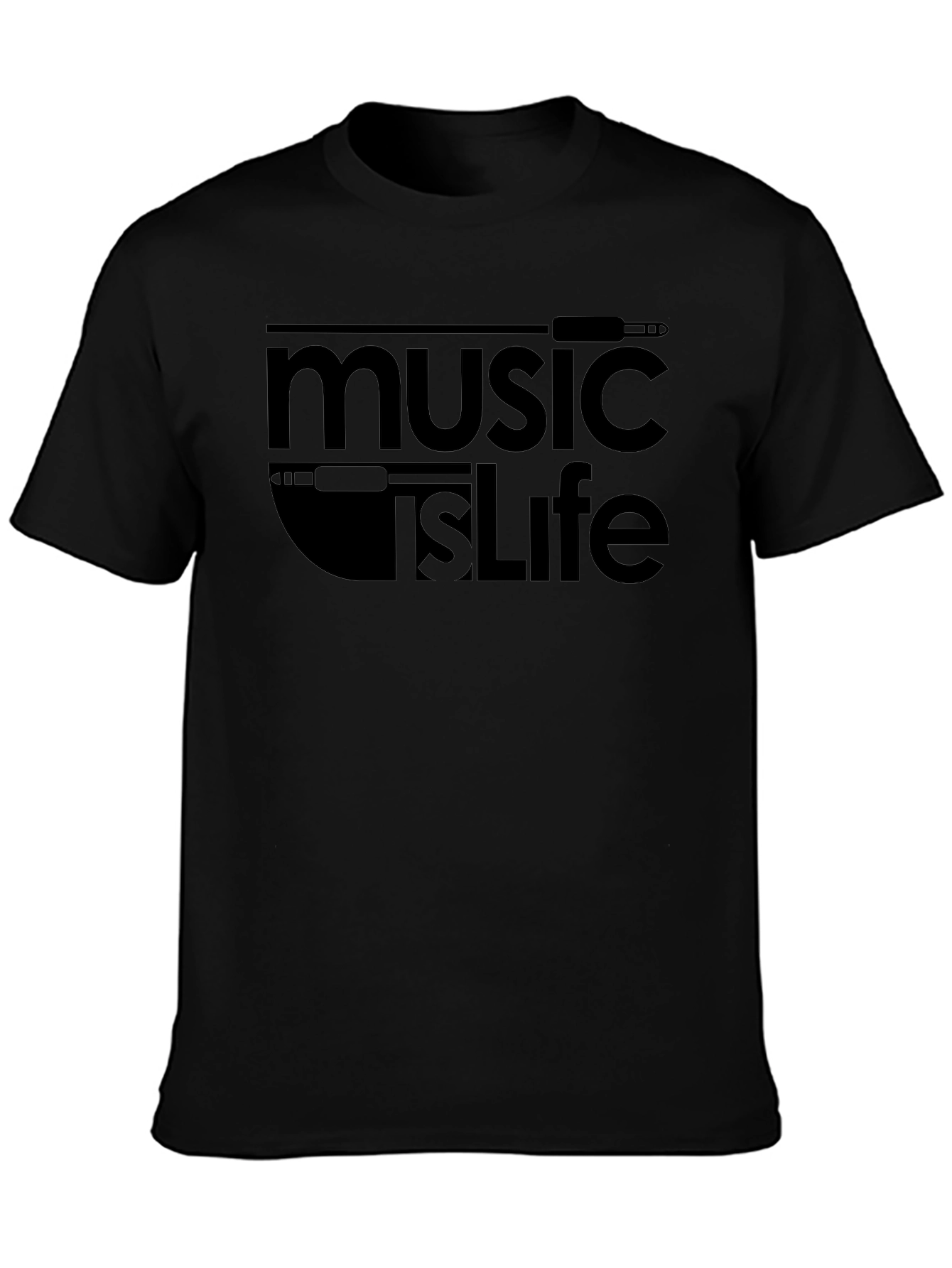 Music is Life Black Graphic T-Shirt