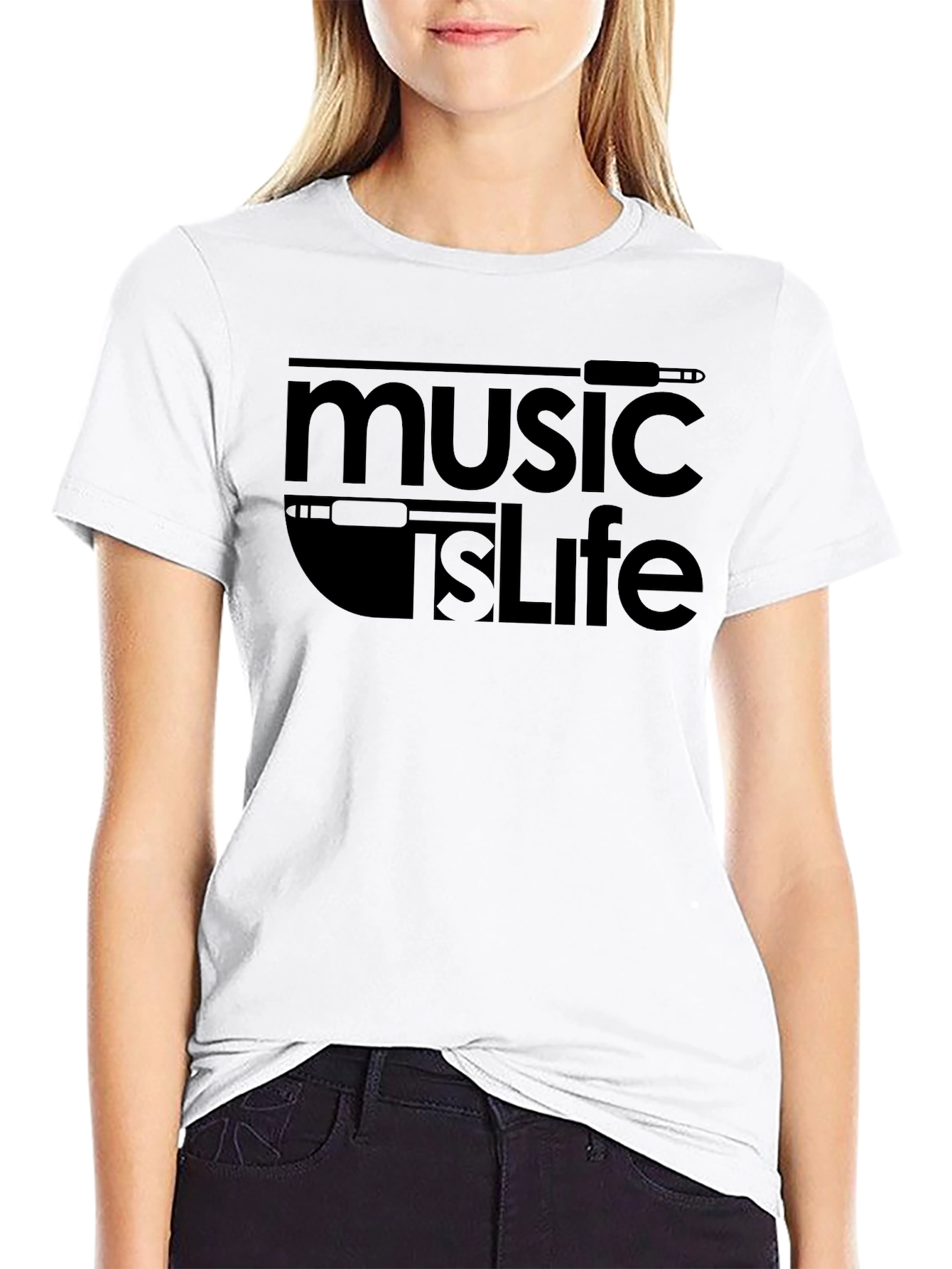 Music is Life Black Graphic T-Shirt