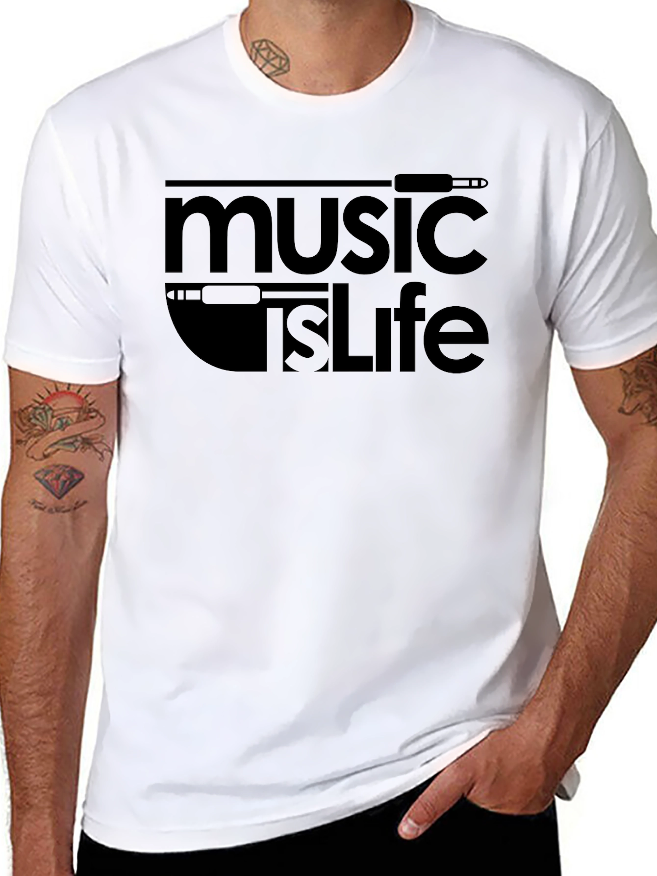 Music is Life Black Graphic T-Shirt