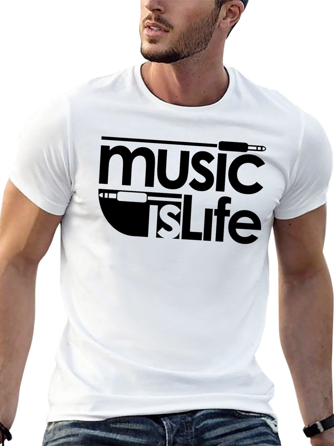 Music is Life Black Graphic T-Shirt