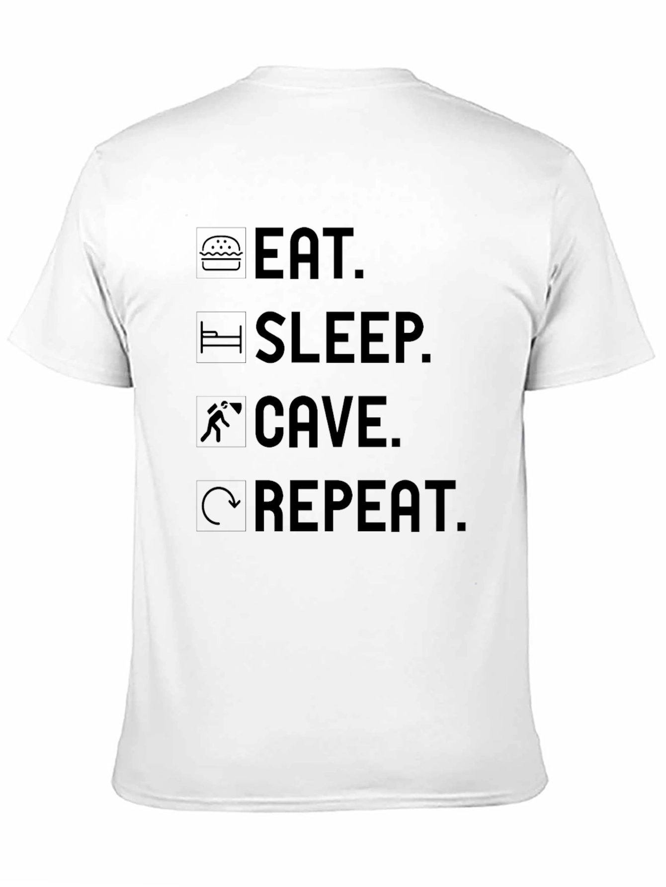Eat Sleep Cave Repeat Graphic Tee - Black T-Shirt