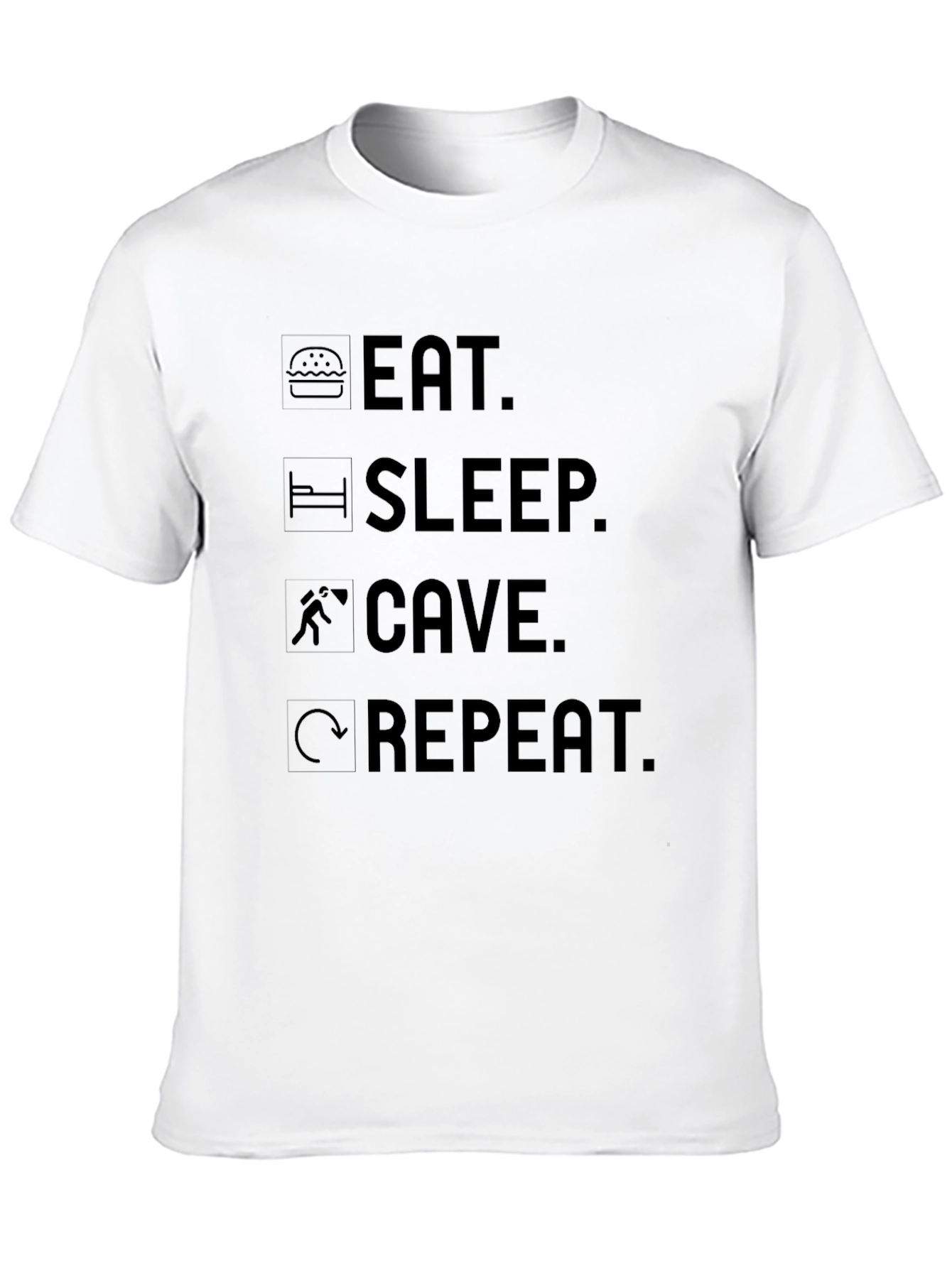 Eat Sleep Cave Repeat Graphic Tee - Black T-Shirt
