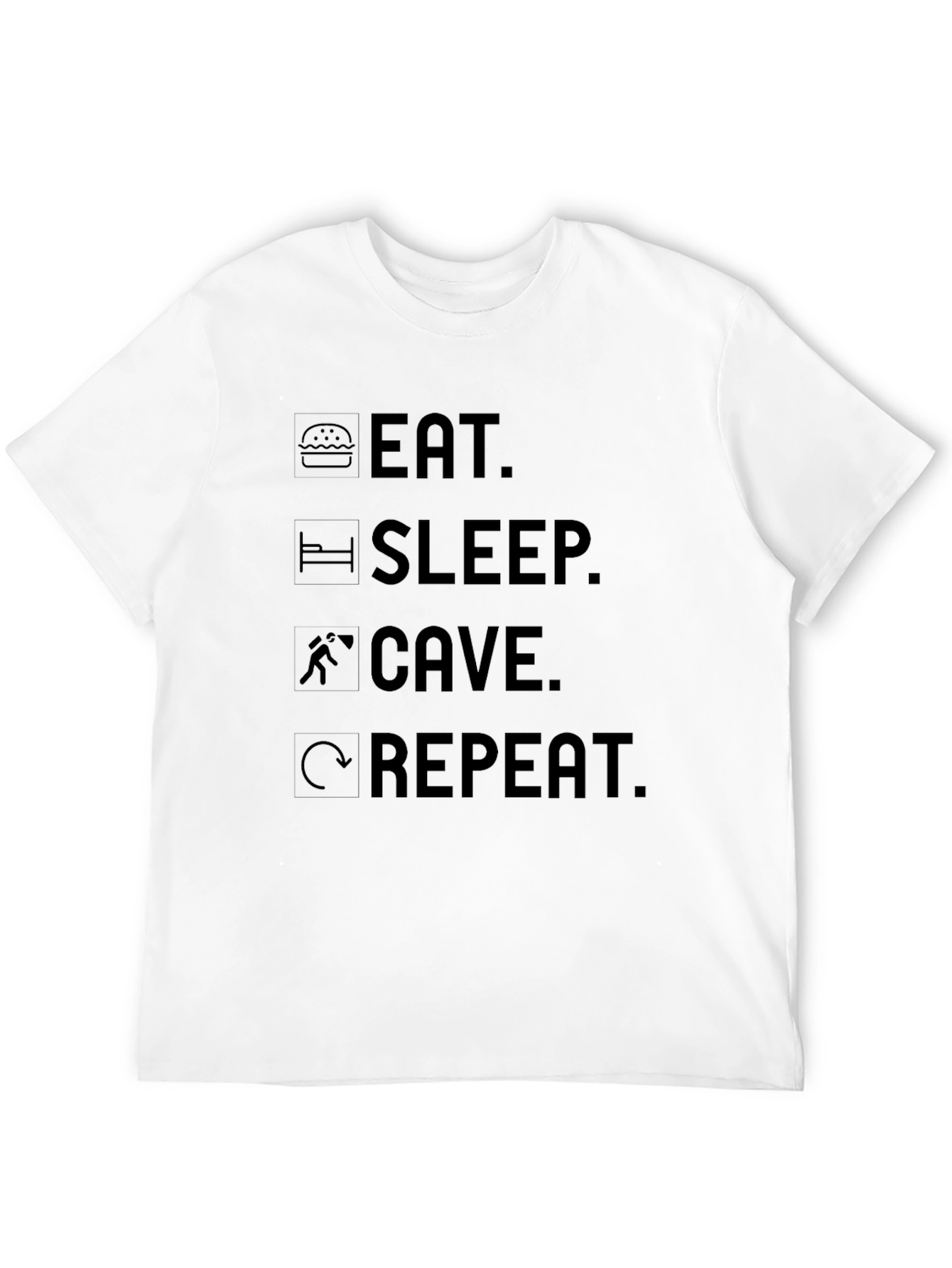 Eat Sleep Cave Repeat Graphic Tee - Black T-Shirt