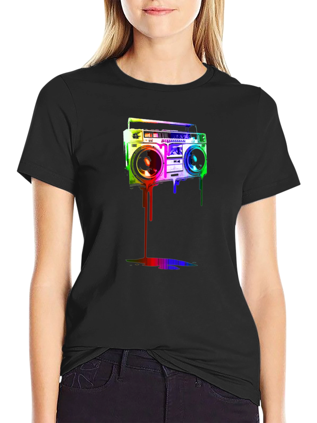 Retro Boombox Graphic Tee - Cool Casual Style