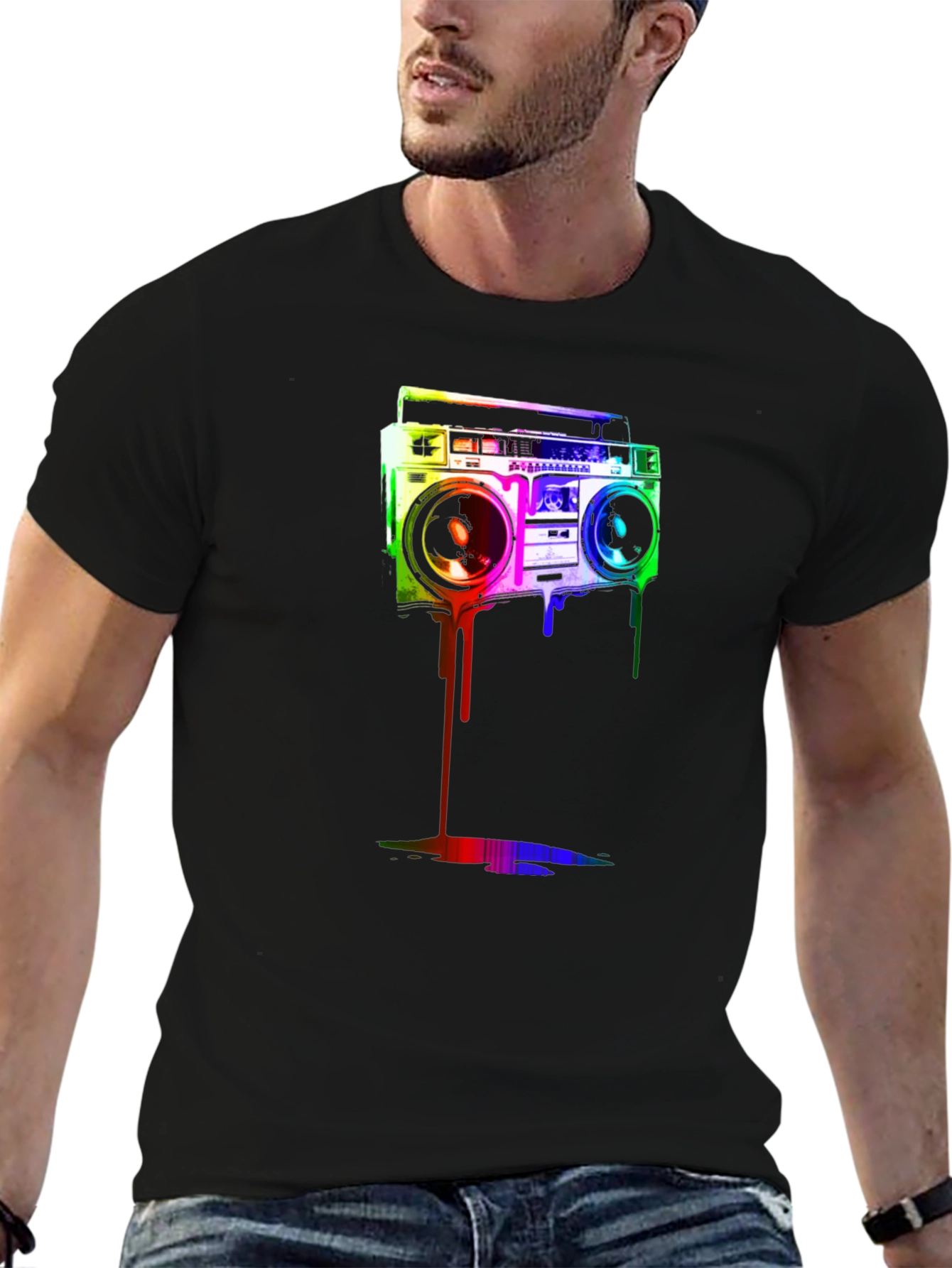 Retro Boombox Graphic Tee - Cool Casual Style