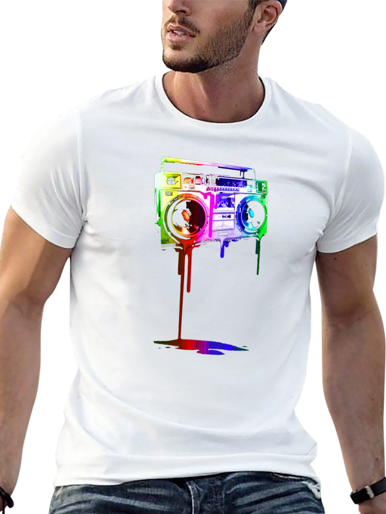 Retro Boombox Graphic Tee - Cool Casual Style