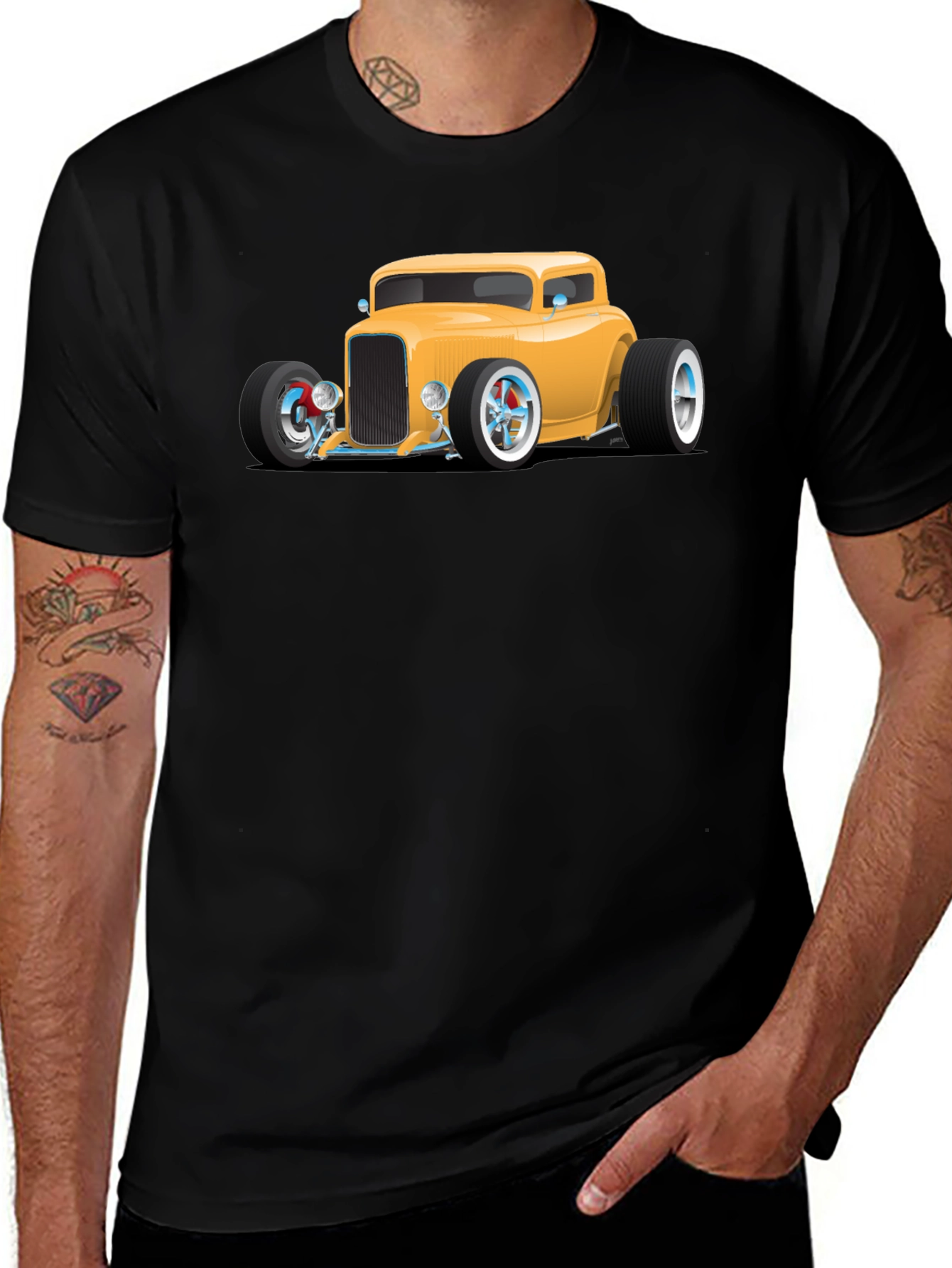 Hot Rod Car Graphic Tee - Black