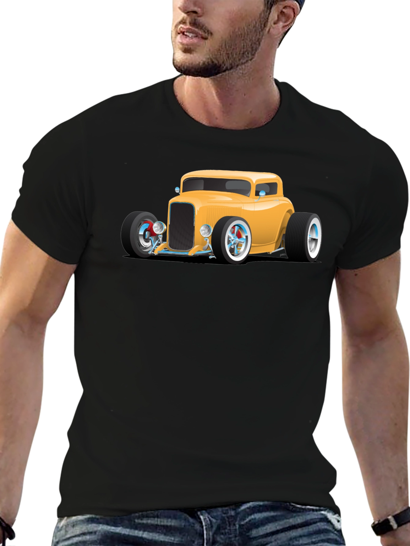 Hot Rod Car Graphic Tee - Black
