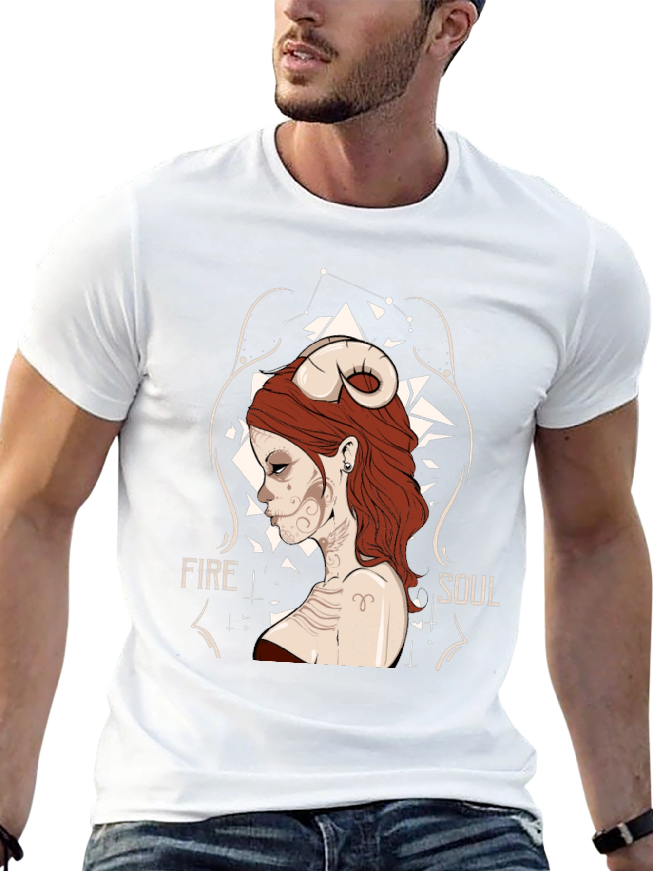 Fire Soul Aries Graphic Tee - Black Unisex T-Shirt