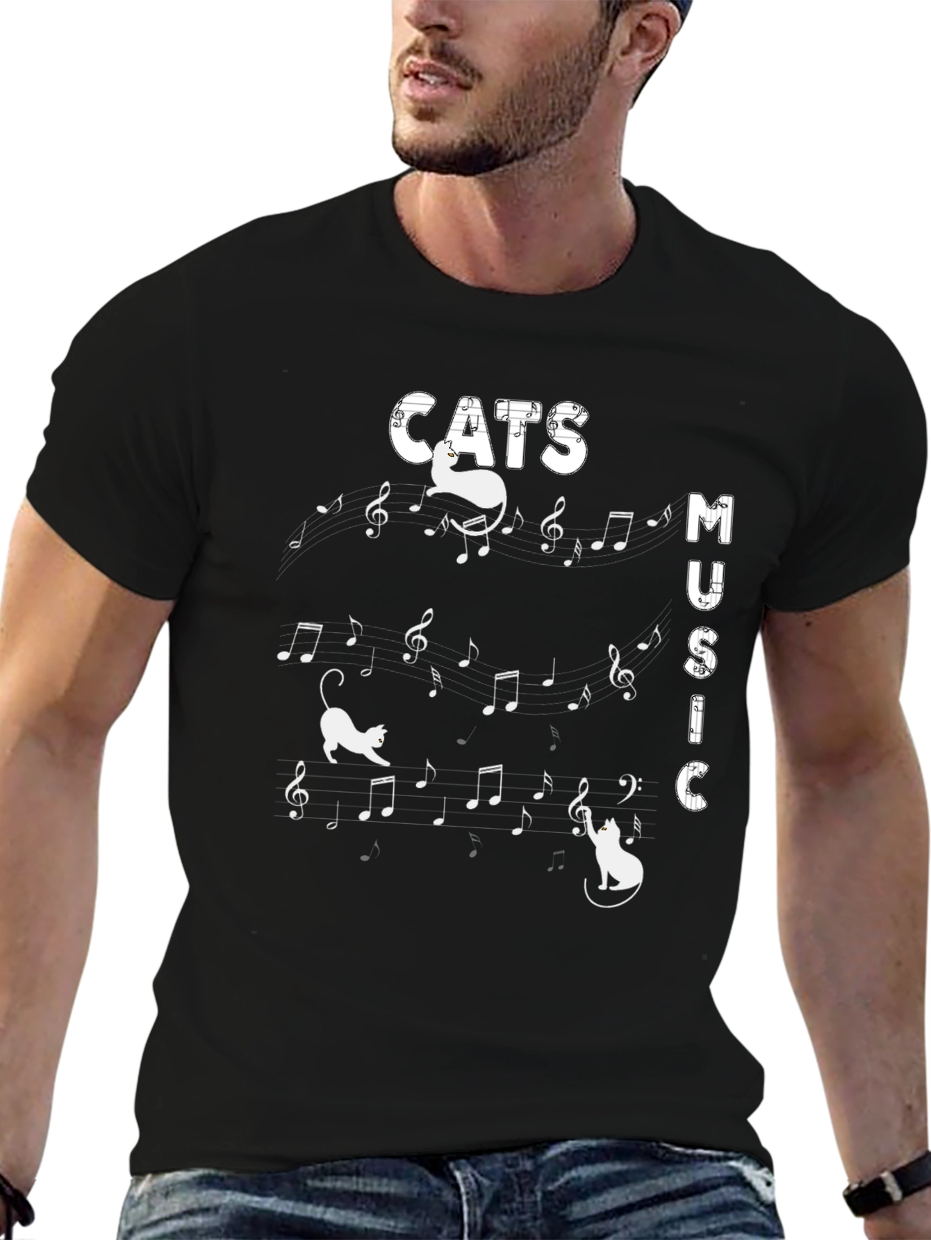 Cats and Music T-Shirt - Fun Graphic Tee