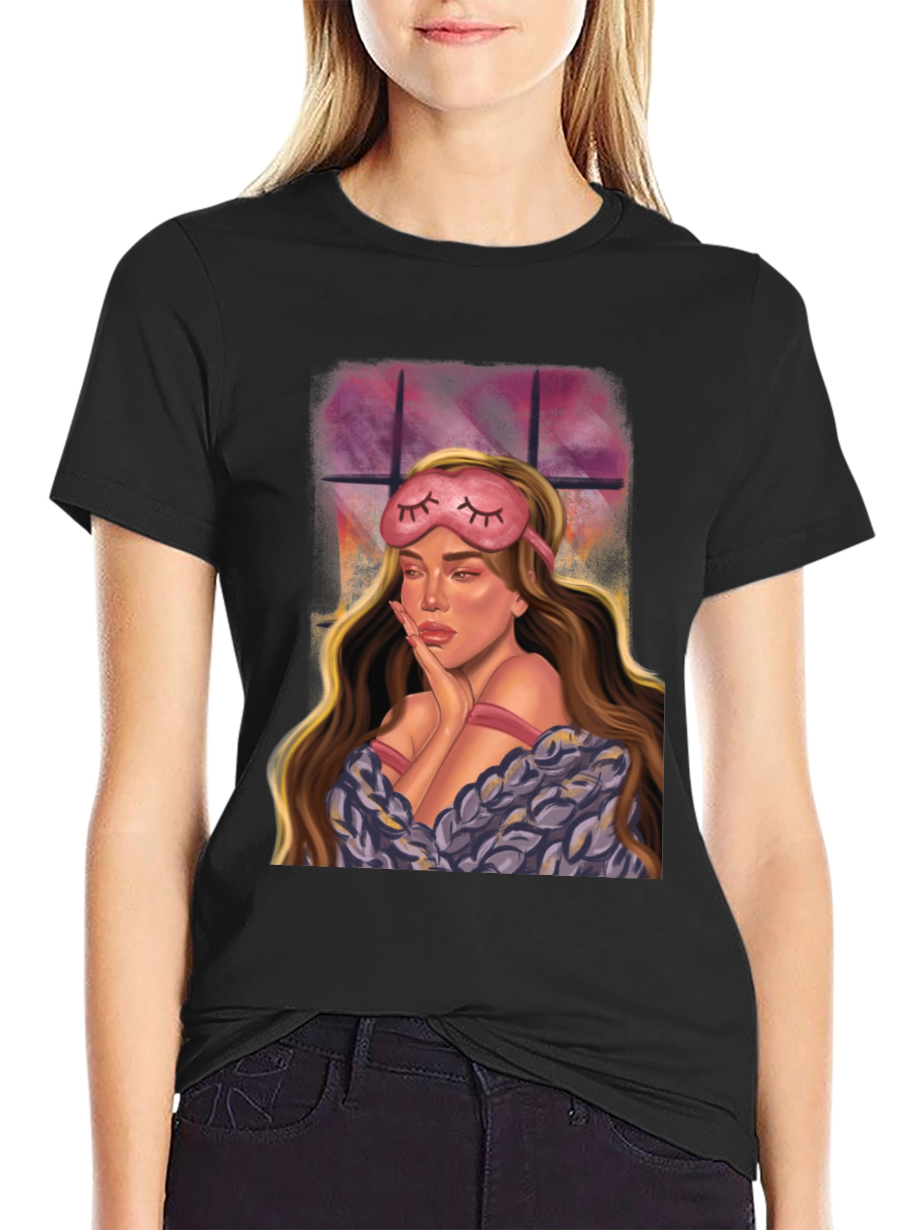 Woman With Sleep Mask Graphic Tee