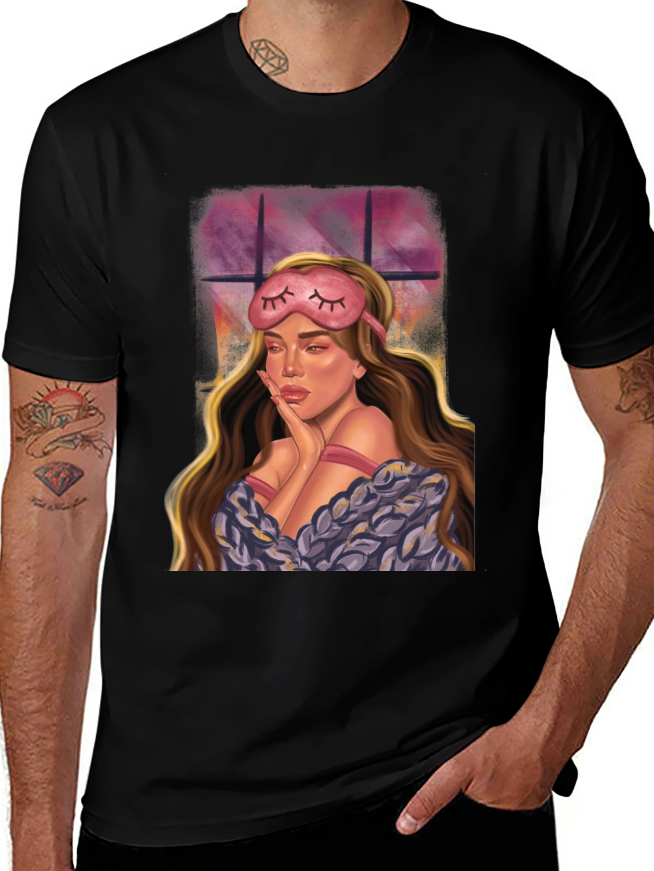 Woman With Sleep Mask Graphic Tee