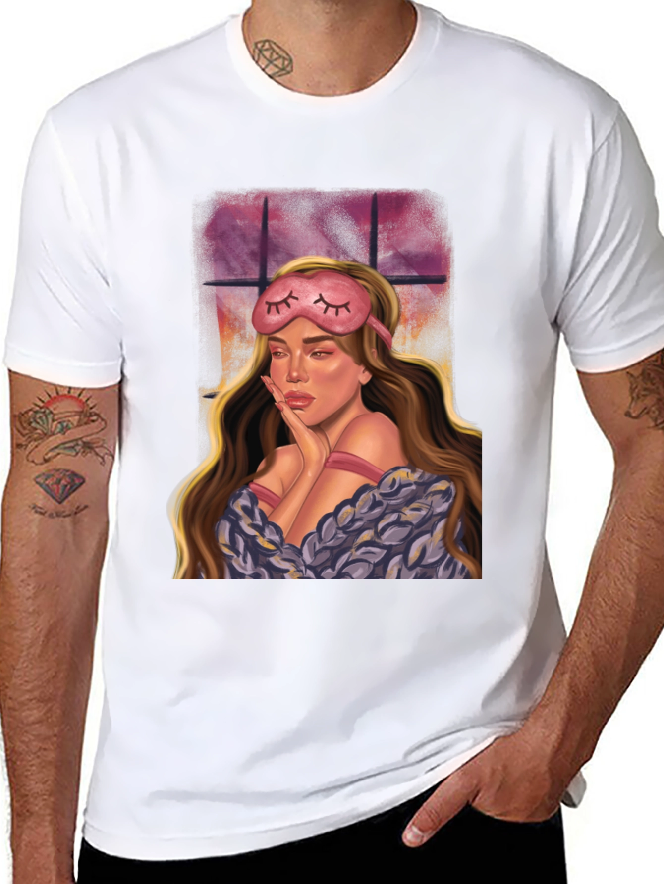 Woman With Sleep Mask Graphic Tee