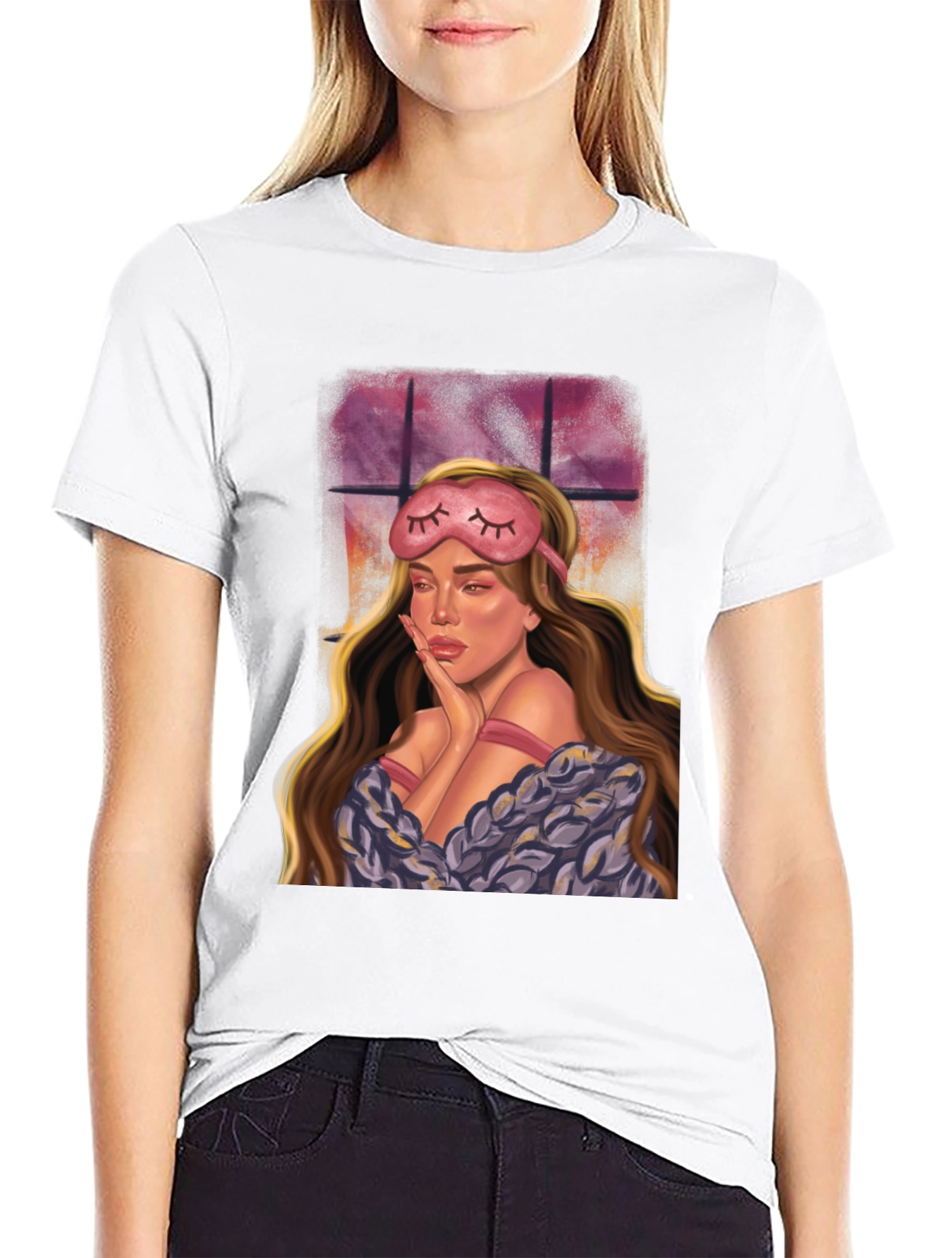 Woman With Sleep Mask Graphic Tee